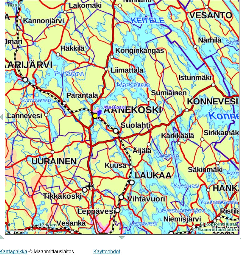 KUVIO 2. Äänekosken taajamat (Karttapaikka 2016b, viitattu 4.10.