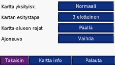 nüvin mukauttaminen nüvin mukauttaminen 1. Valitse. 2. Kosketa muutettavaa asetusta. 3. Muuta asetusta valitsemalla asetuksen nimen kohdassa oleva painike.