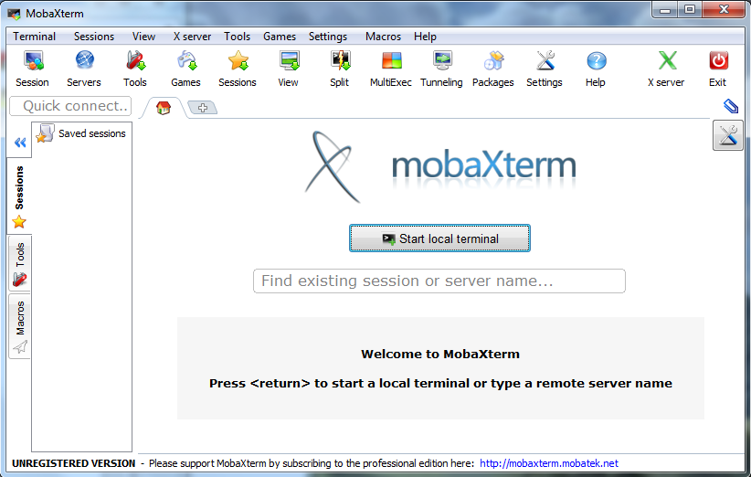 Ensin imuroidaan itse ohjelma: Se löytyy http://mobaxterm.mobatek.net/ Enhanced terminal for Windows with X11 server, tabbed SSH client, network tools and much more. Kotikäyttöön ilmainen.