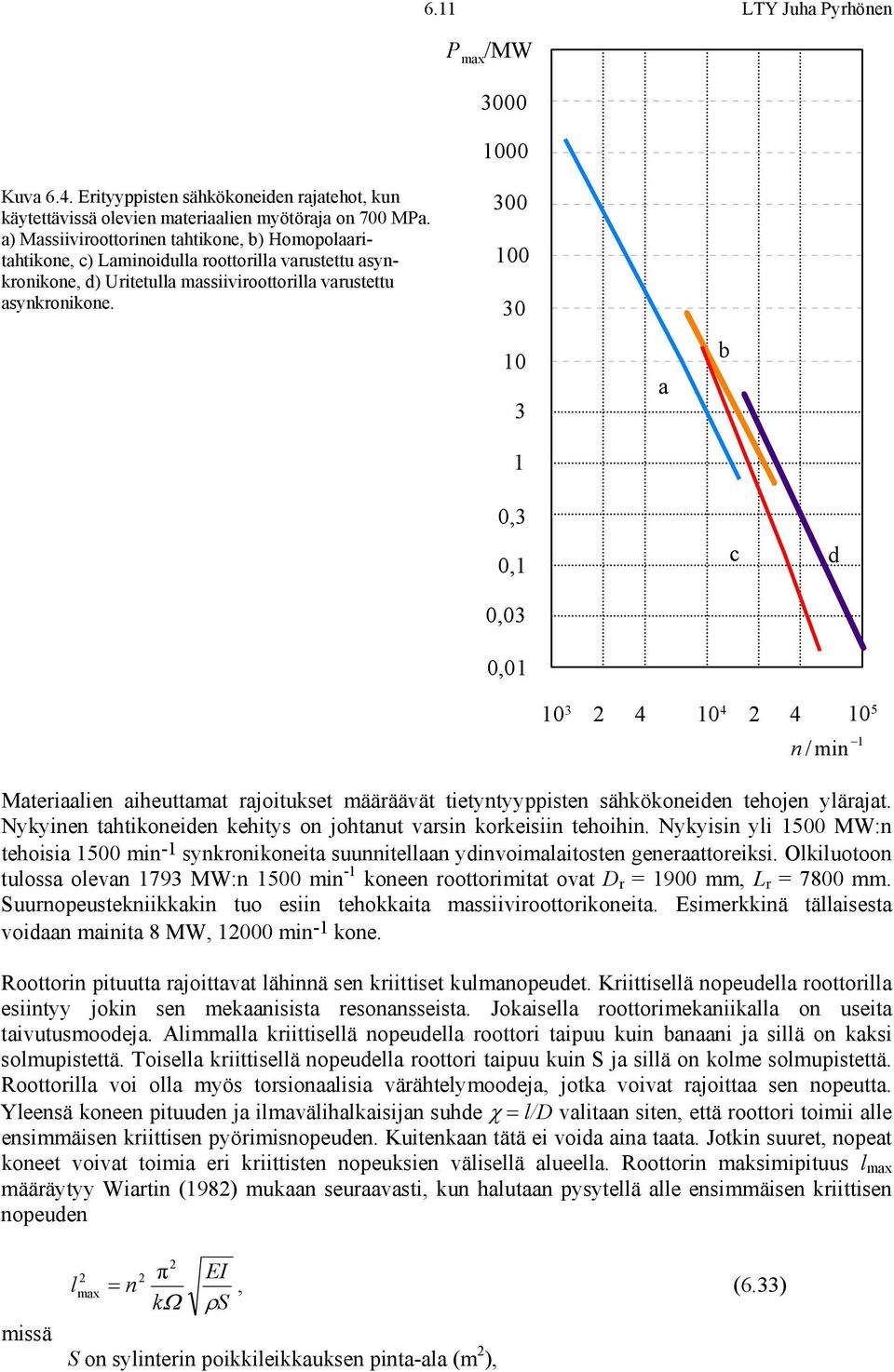 300 100 30 10 3 1 a b 0,3 0,1 0,03 0,01 c d 10 3 4 10 4 4 n / in Mateiaalien aiheuttaat ajoituket äääävät tietyntyyiten ähkökoneiden tehojen yläajat.