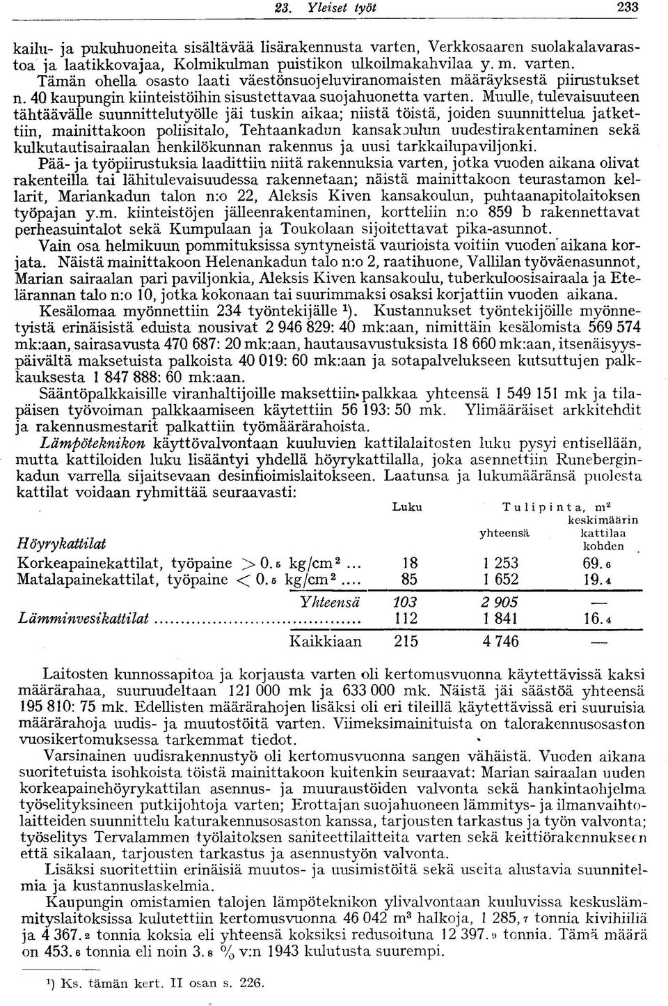 Muulle, tulevaisuuteen tähtäävälle suunnittelutyölle jäi tuskin aikaa; niistä töistä, joiden suunnittelua jatkettiin, mainittakoon poliisitalo, Tehtaankadun kansakoulun uudestirakentaminen sekä