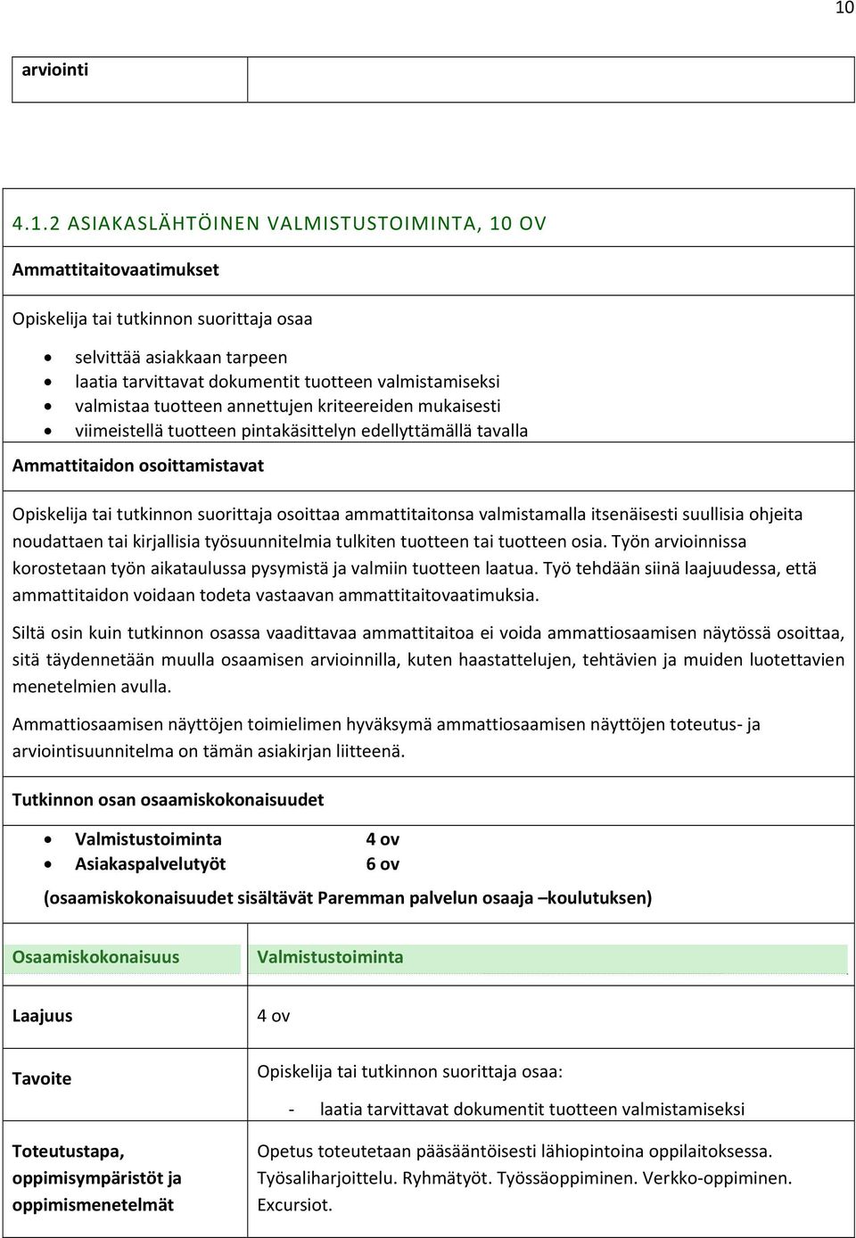 ammattitaitonsa valmistamalla itsenäisesti suullisia ohjeita noudattaen tai kirjallisia työsuunnitelmia tulkiten tuotteen tai tuotteen osia.