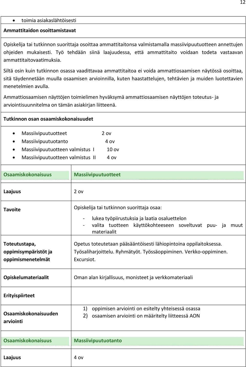 Siltä osin kuin tutkinnon osassa vaadittavaa ammattitaitoa ei voida ammattiosaamisen näytössä osoittaa, sitä täydennetään muulla osaamisen arvioinnilla, kuten haastattelujen, tehtävien ja muiden