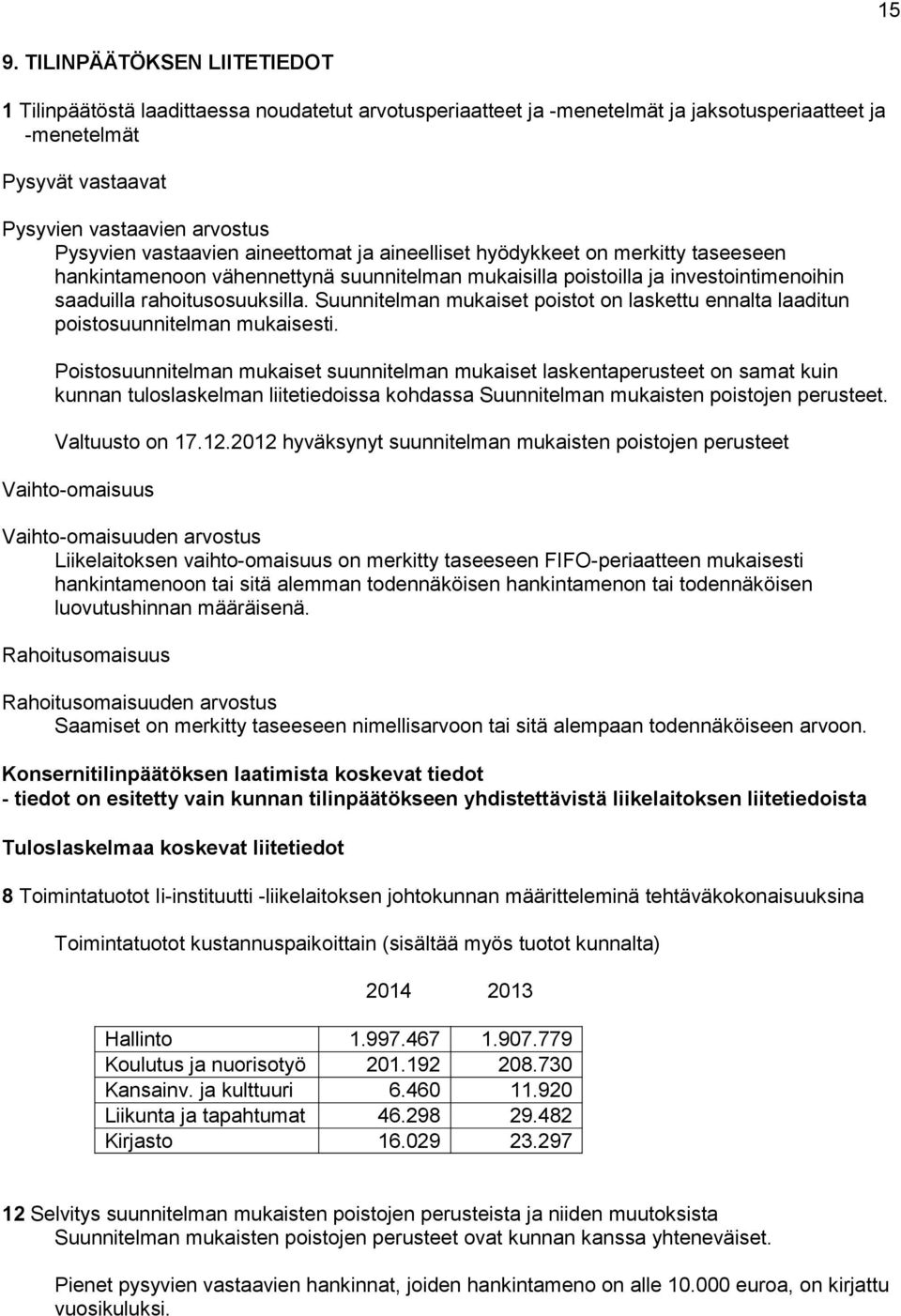 Suunnitelman mukaiset poistot on laskettu ennalta laaditun poistosuunnitelman mukaisesti.