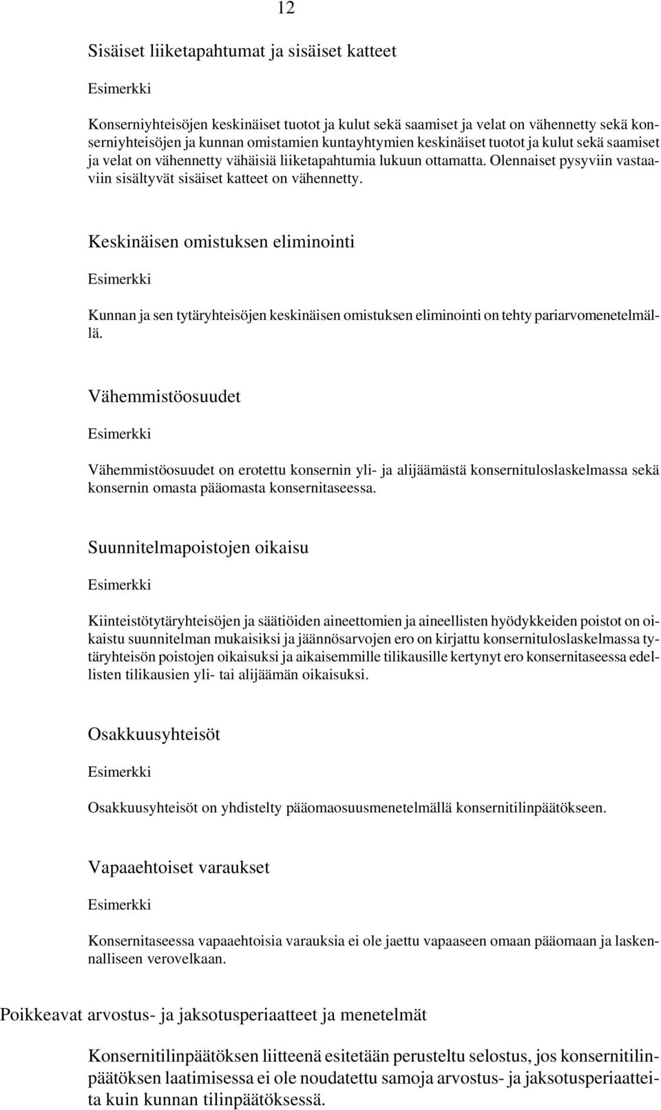 Keskinäisen omistuksen eliminointi Kunnan ja sen tytäryhteisöjen keskinäisen omistuksen eliminointi on tehty pariarvomenetelmällä.