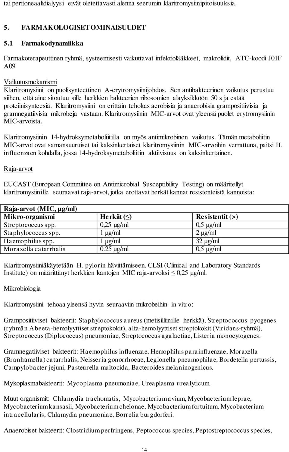 Sen antibakteerinen vaikutus perustuu siihen, että aine sitoutuu sille herkkien bakteerien ribosomien alayksikköön 50 s ja estää proteiinisynteesiä.