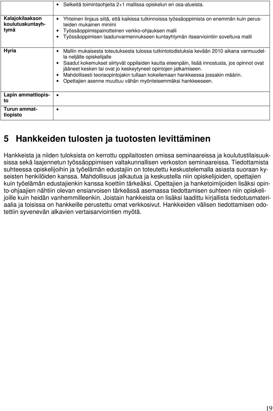 Työssäoppimispainotteinen verkko-ohjauksen malli Työssäoppimisen laadunvarmennukseen kuntayhtymän itsearviointiin soveltuva malli Mallin mukaisesta toteutuksesta tulossa tutkintotodistuksia kevään