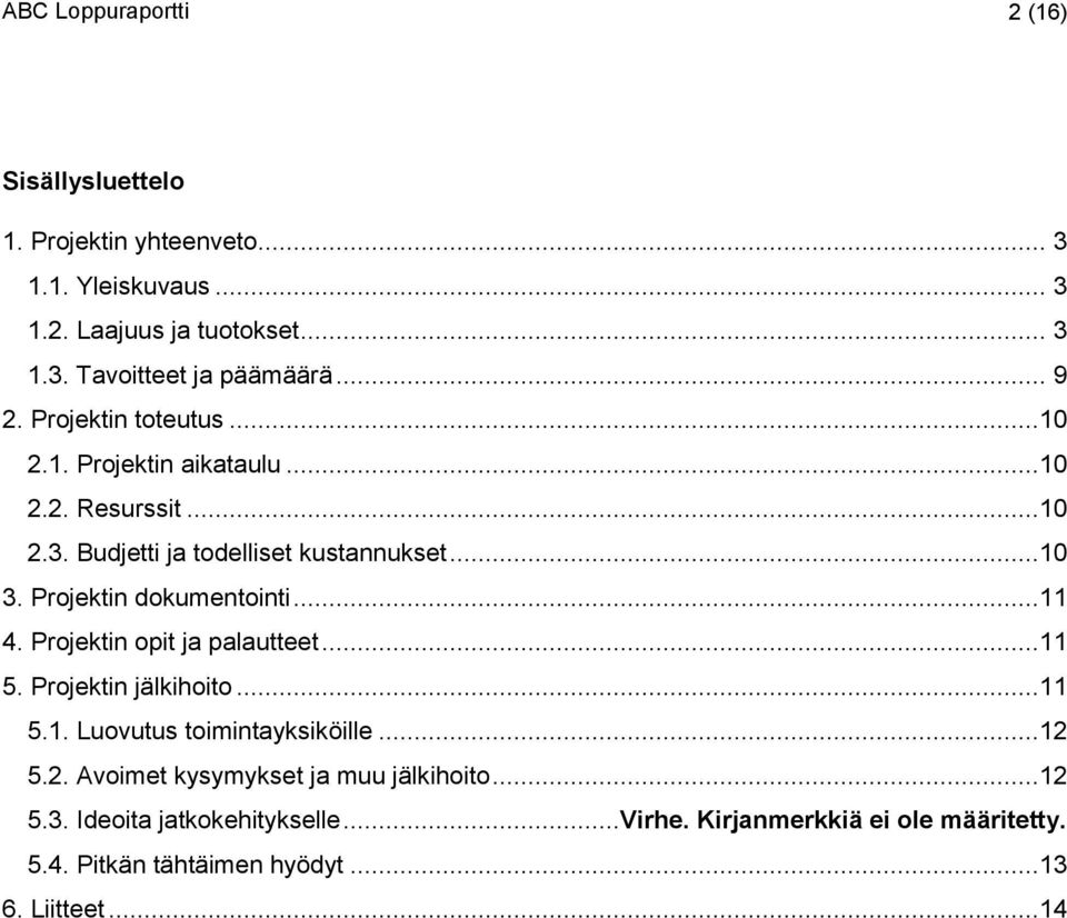 Projektin dokumentointi...11 4. Projektin opit ja palautteet...11 5. Projektin jälkihoito...11 5.1. Luovutus toimintayksiköille...12 