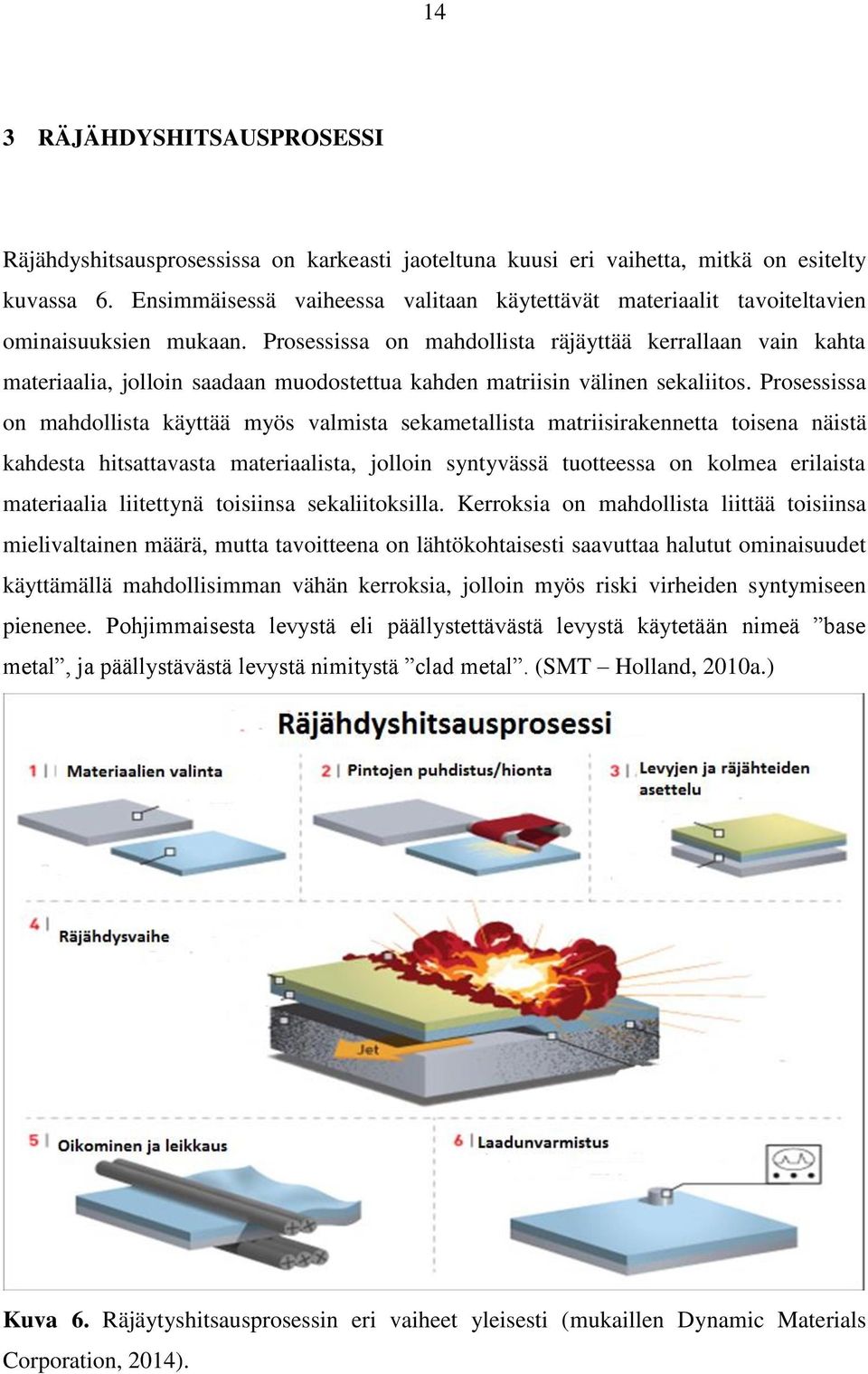 Prosessissa on mahdollista räjäyttää kerrallaan vain kahta materiaalia, jolloin saadaan muodostettua kahden matriisin välinen sekaliitos.