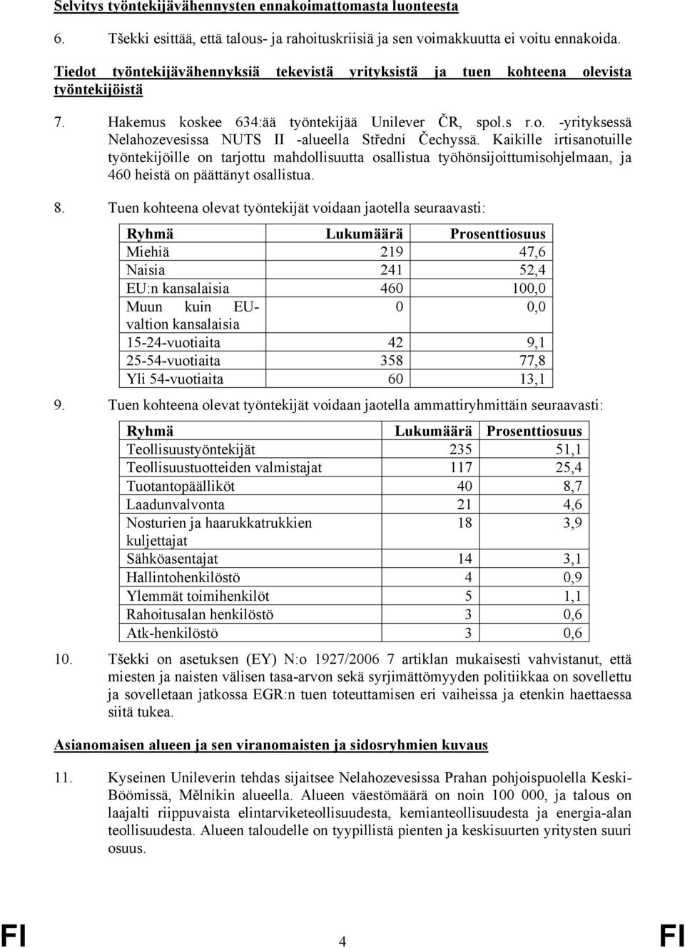 Kaikille irtisanotuille työntekijöille on tarjottu mahdollisuutta osallistua työhönsijoittumisohjelmaan, ja 460 heistä on päättänyt osallistua. 8.