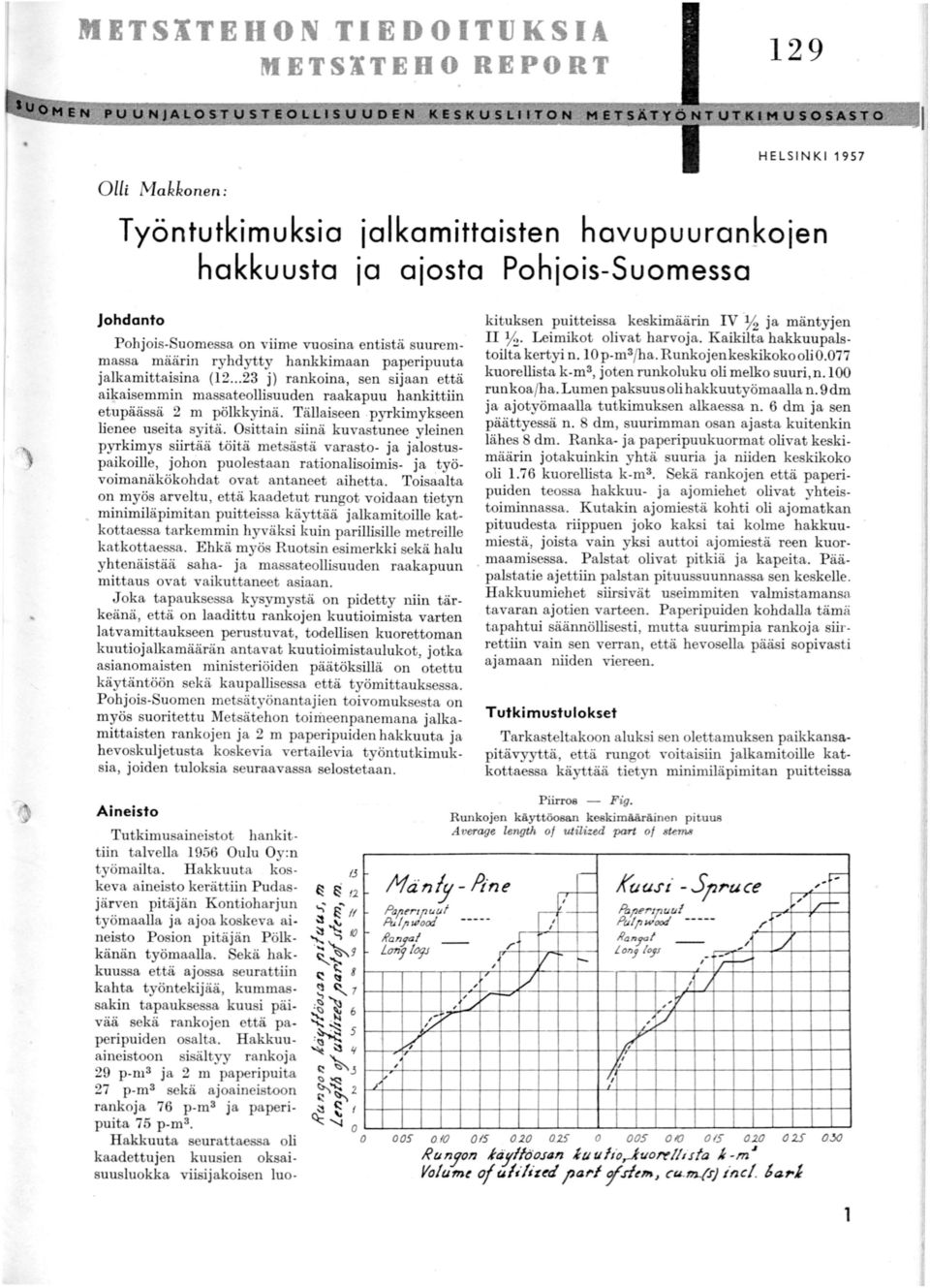 Lumen paksuusoli hakkuutyömaalla n. 9 dm ja ajotyömaalla tutkimuksen alkaessa n. 6 dm ja sen päättyessä n. 8 dm, suurimman osan ajasta kuitenkin lähes 8 dm.