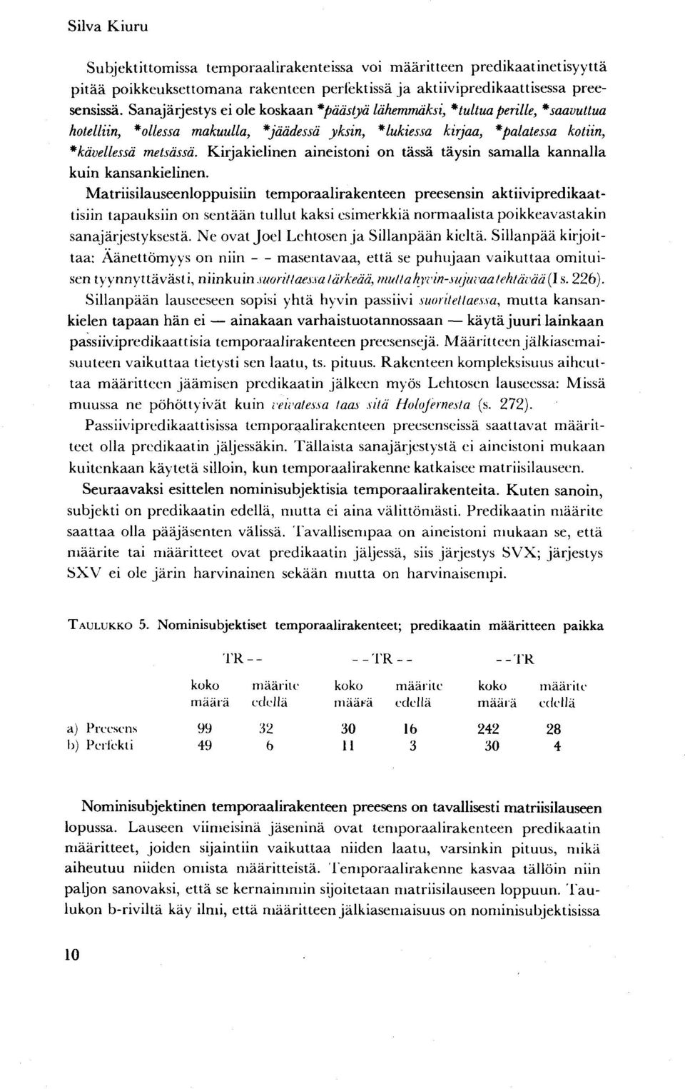 Kirjakielinen aineistoni on tässä täysin samalla kannalla kuin kansankielinen.