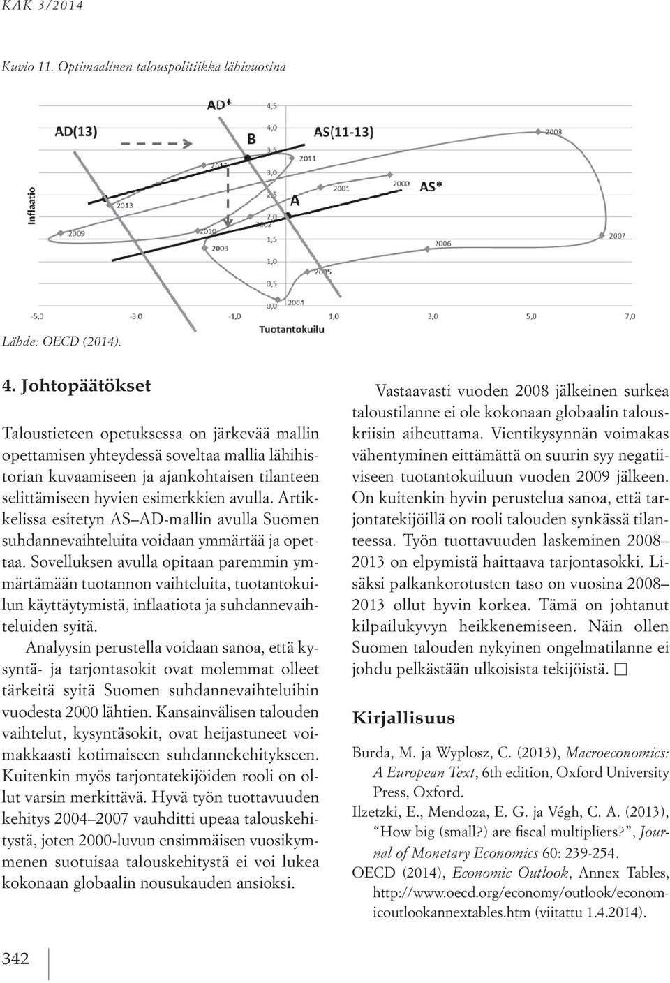 Artikkelissa esitetyn AS AD-mallin avulla Suomen suhdannevaihteluita voidaan ymmärtää ja opettaa.