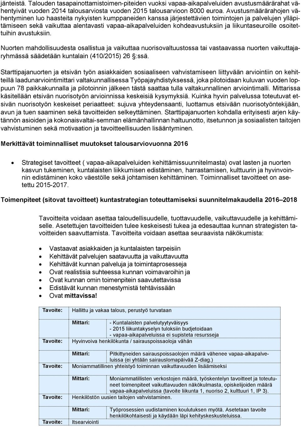 ja liikuntaseuroille osoitettuihin avustuksiin. Nuorten mahdollisuudesta osallistua ja vaikuttaa nuorisovaltuustossa tai vastaavassa nuorten vaikuttajaryhmässä säädetään kuntalain (410/) 26 :ssä.