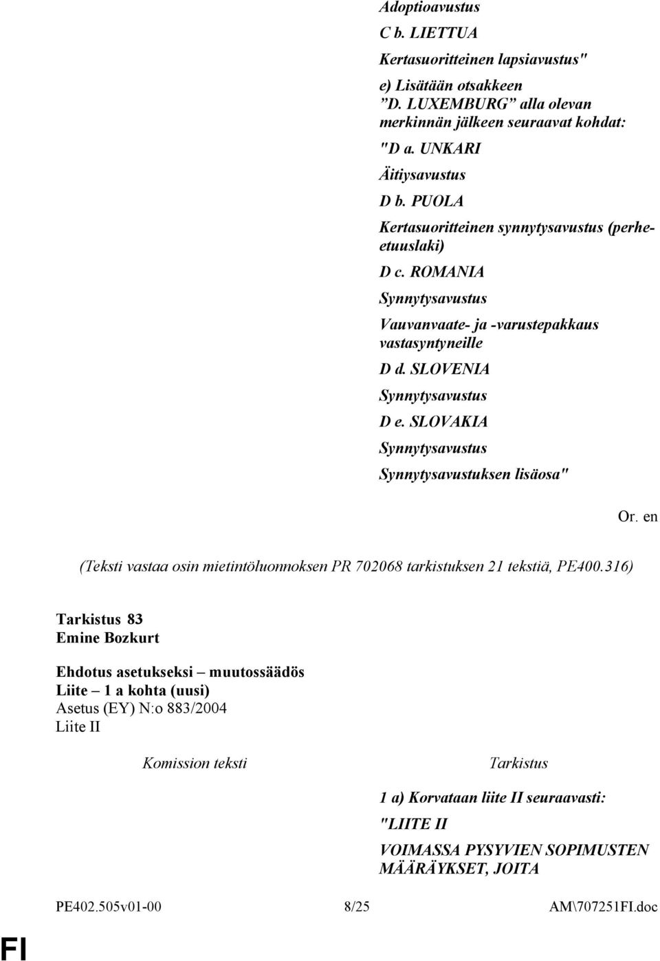 SLOVAKIA Synnytysavustus Synnytysavustuksen lisäosa" Or. en (Teksti vastaa osin mietintöluonnoksen PR 702068 tarkistuksen 21 tekstiä, PE400.