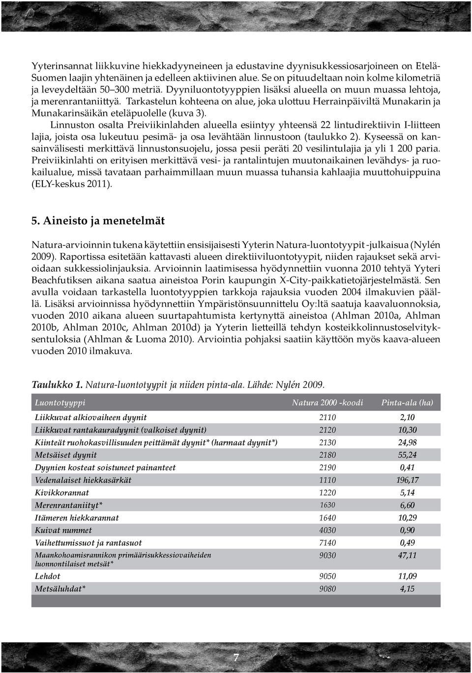 Tarkastelun kohteena on alue, joka ulottuu Herrainpäiviltä Munakarin ja Munakarinsäikän eteläpuolelle (kuva ).