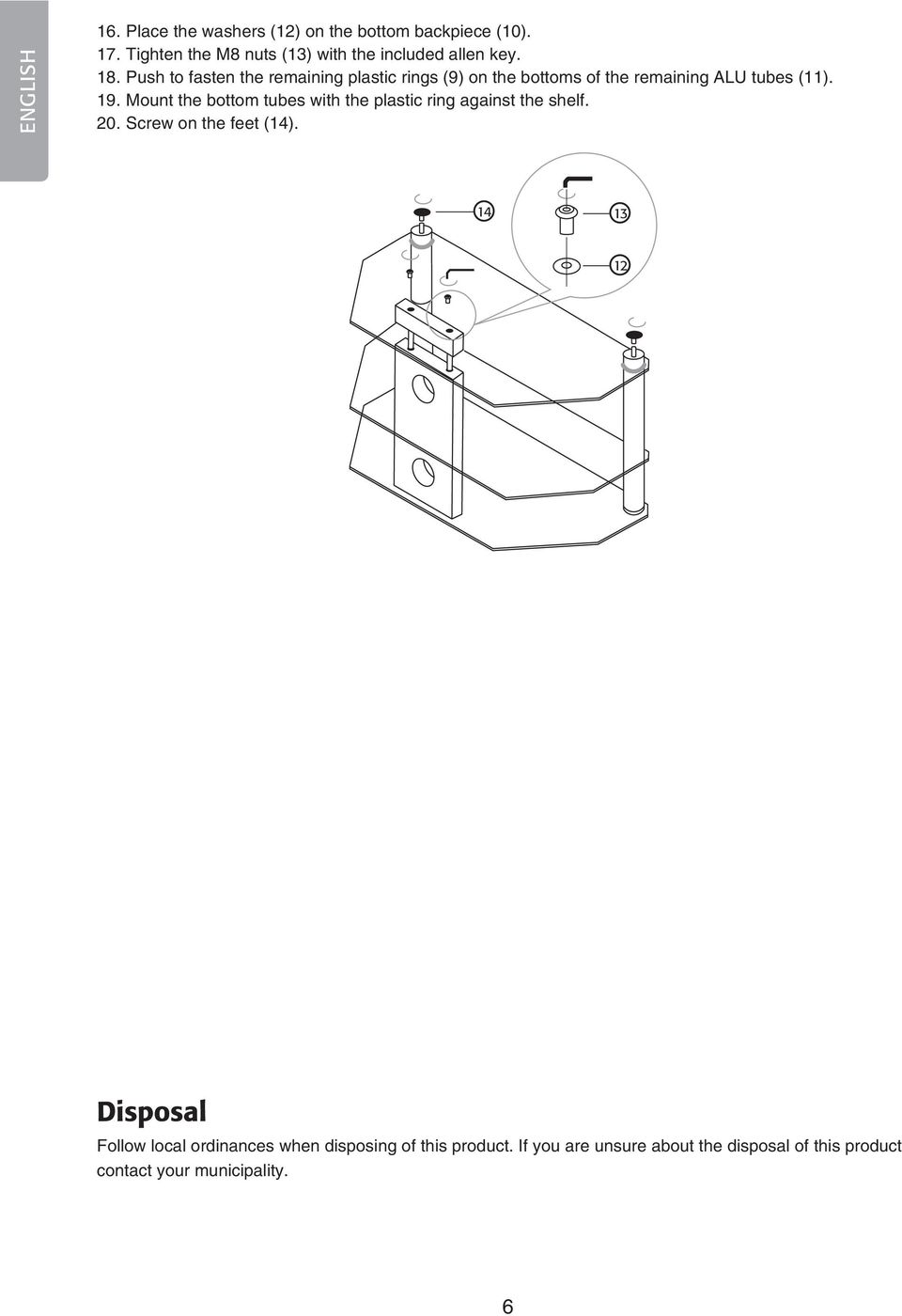 Push to fasten the remaining plastic rings () on the bottoms of the remaining ALU tubes (11). 1.
