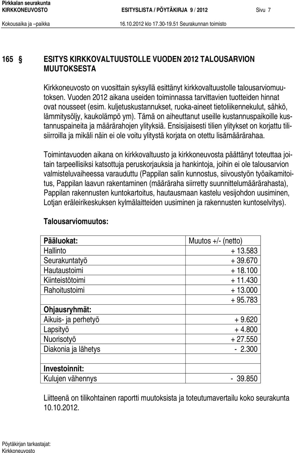 Tämä on aiheuttanut useille kustannuspaikoille kustannuspaineita ja määrärahojen ylityksiä.