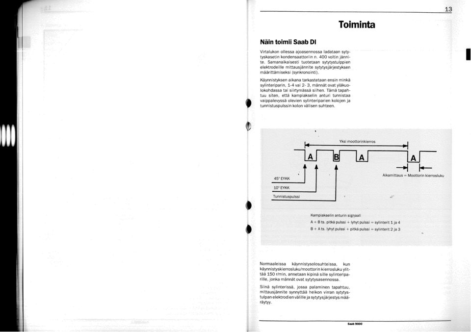 Kaynnistyksen aikana tarkastetaan ensin minkä sylinteriparin, 1-4 vai 2-3, mannat ovat ylakuolokohdassa tai siirtymässä siihen.