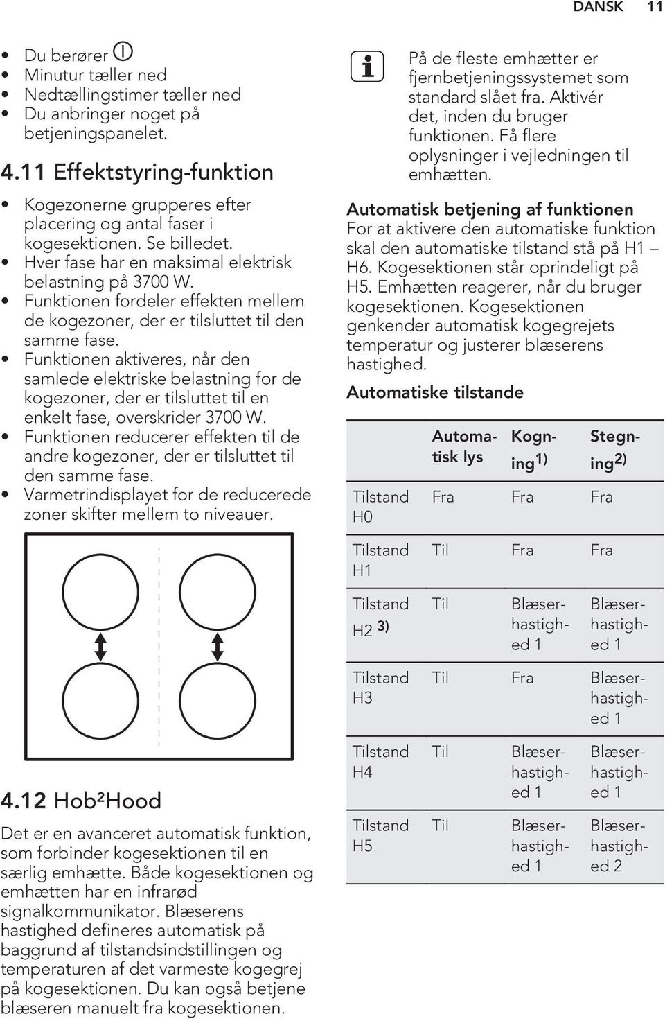 Funktionen fordeler effekten mellem de kogezoner, der er tilsluttet til den samme fase.