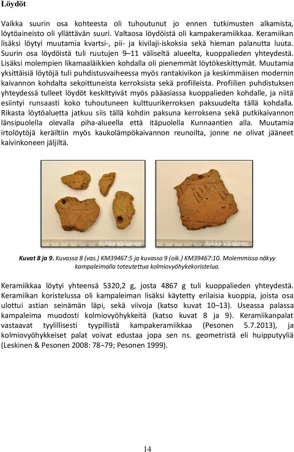 Lisäksi molempien likamaaläikkien kohdalla oli pienemmät löytökeskittymät.