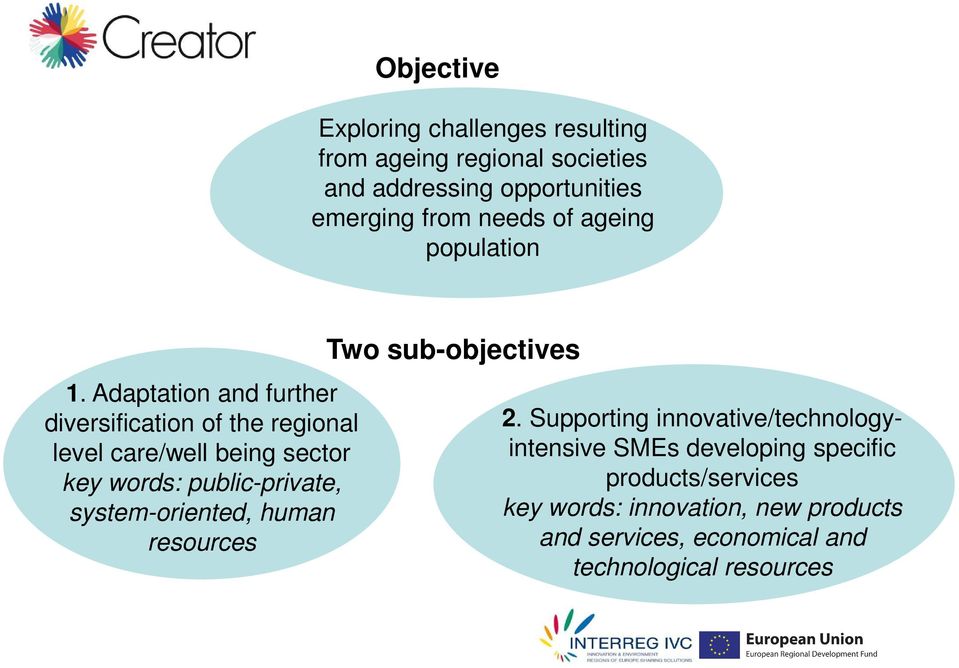 Adaptation and further diversification of the regional level care/well being sector key words: public-private,