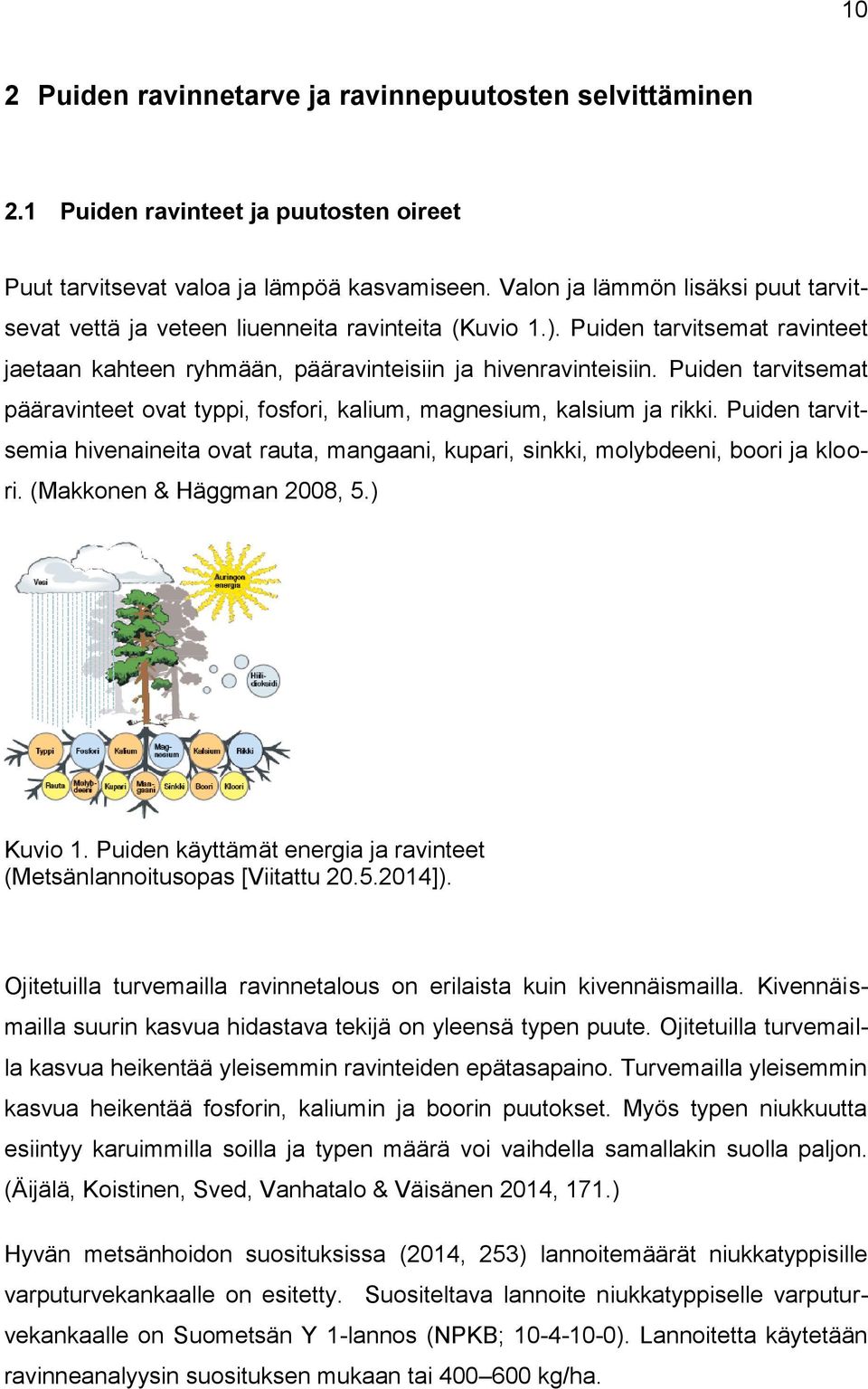 Puiden tarvitsemat pääravinteet ovat typpi, fosfori, kalium, magnesium, kalsium ja rikki. Puiden tarvitsemia hivenaineita ovat rauta, mangaani, kupari, sinkki, molybdeeni, boori ja kloori.