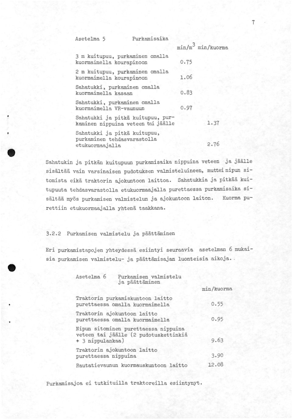 37 Sahatukki ja pitkä kuitupuu, purkaminen tehdasvarastolla etukuormaajalla 2.