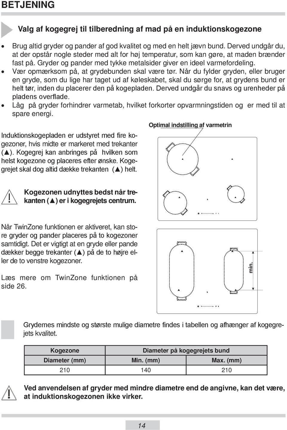 Vær opmærksom på, at grydebunden skal være tør.