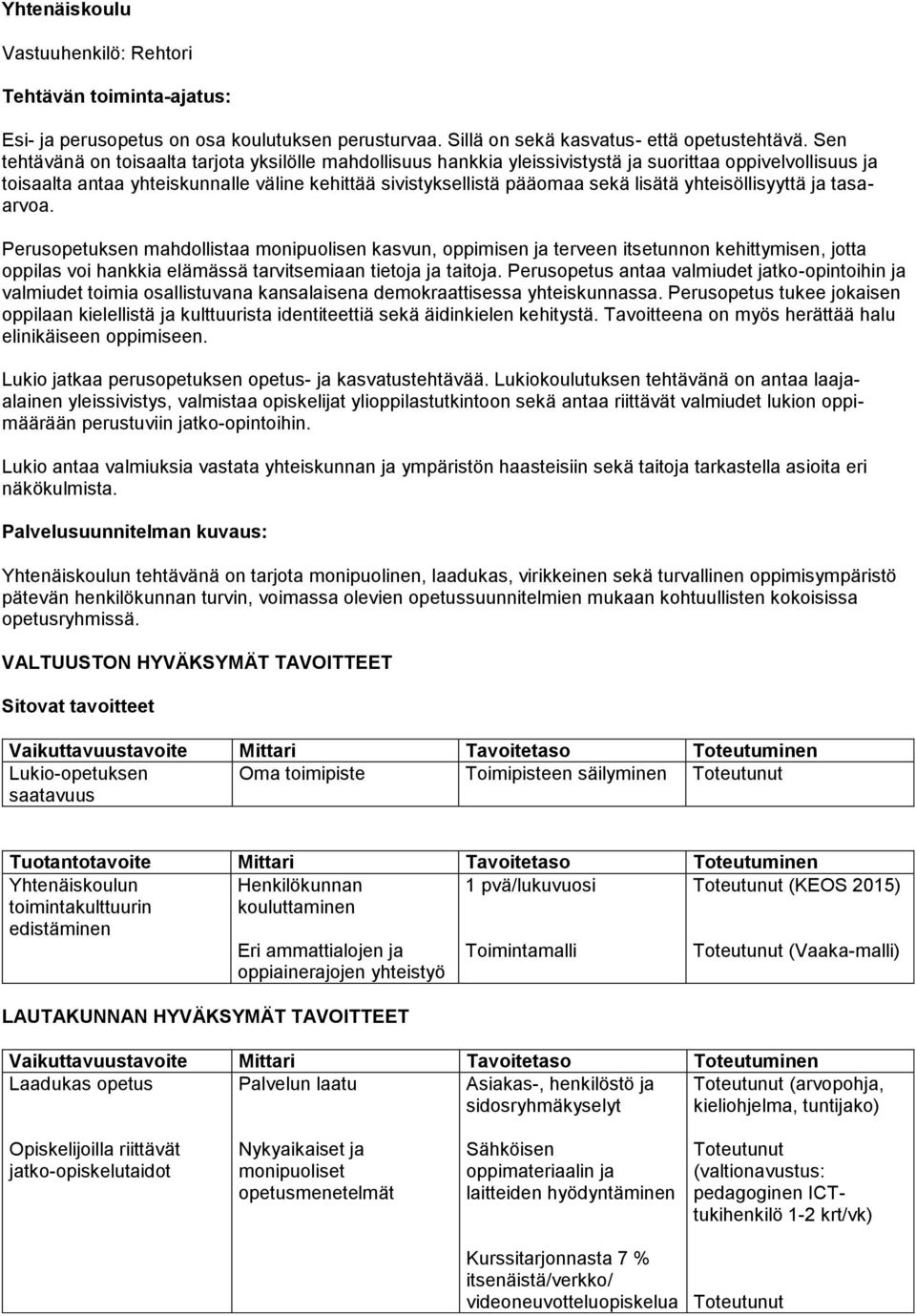 yhteisöllisyyttä ja tasaarvoa. Perusopetuksen mahdollistaa monipuolisen kasvun, oppimisen ja terveen itsetunnon kehittymisen, jotta oppilas voi hankkia elämässä tarvitsemiaan tietoja ja taitoja.