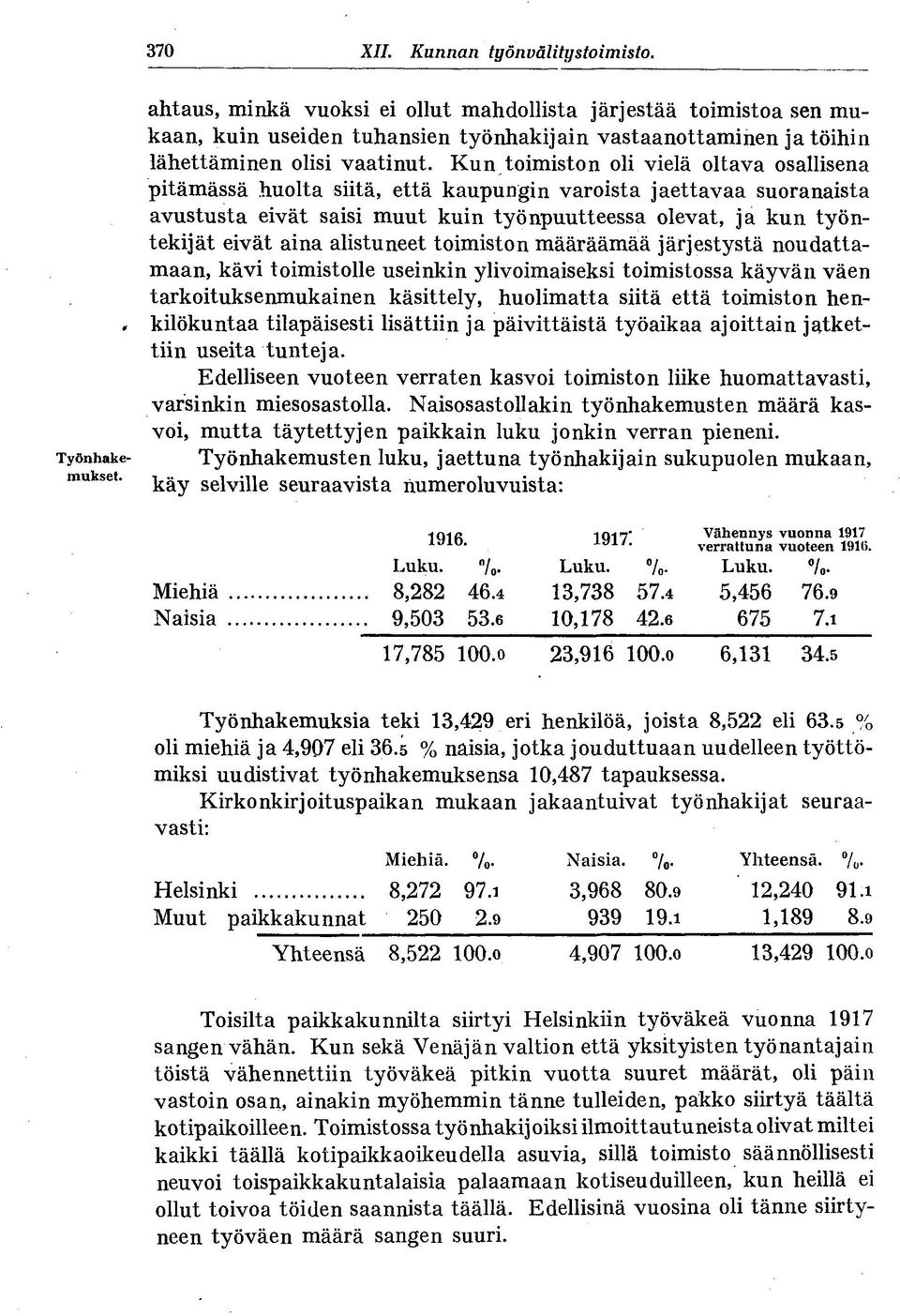 Kun toimiston oli vielä oltava osallisena pitämässä huolta siitä, että kaupungin varoista jaettavaa suoranaista avustusta eivät saisi muut kuin työnpuutteessa olevat, ja kun työntekijät eivät aina