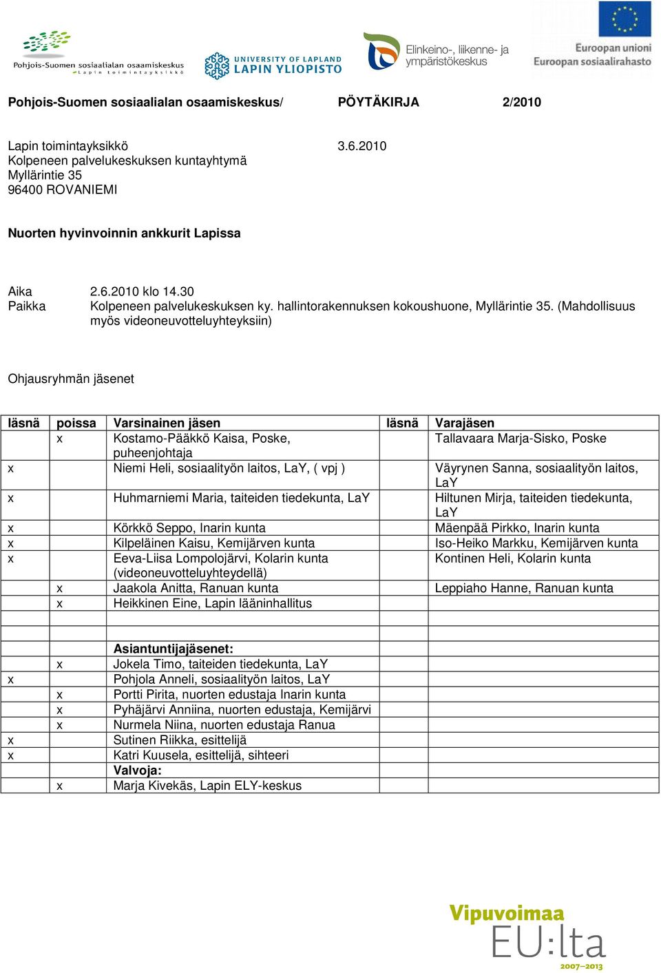 hallintorakennuksen kokoushuone, Myllärintie 35.