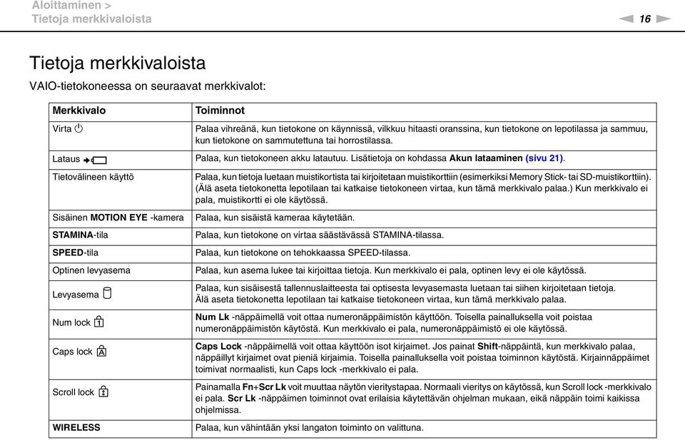 Lisätietoja on kohdassa Akun lataaminen (sivu 21).