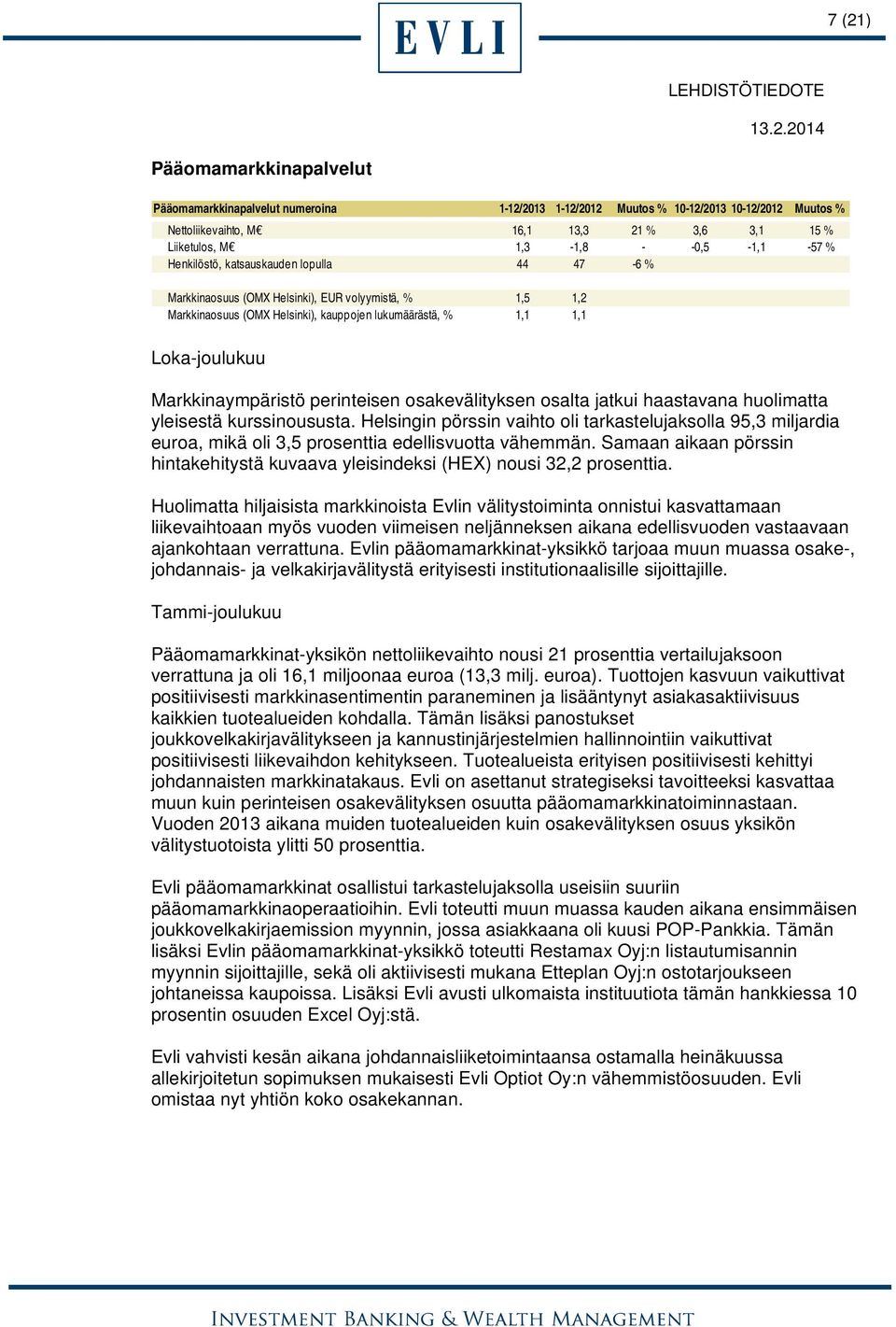 Markkinaympäristö perinteisen osakevälityksen osalta jatkui haastavana huolimatta yleisestä kurssinoususta.