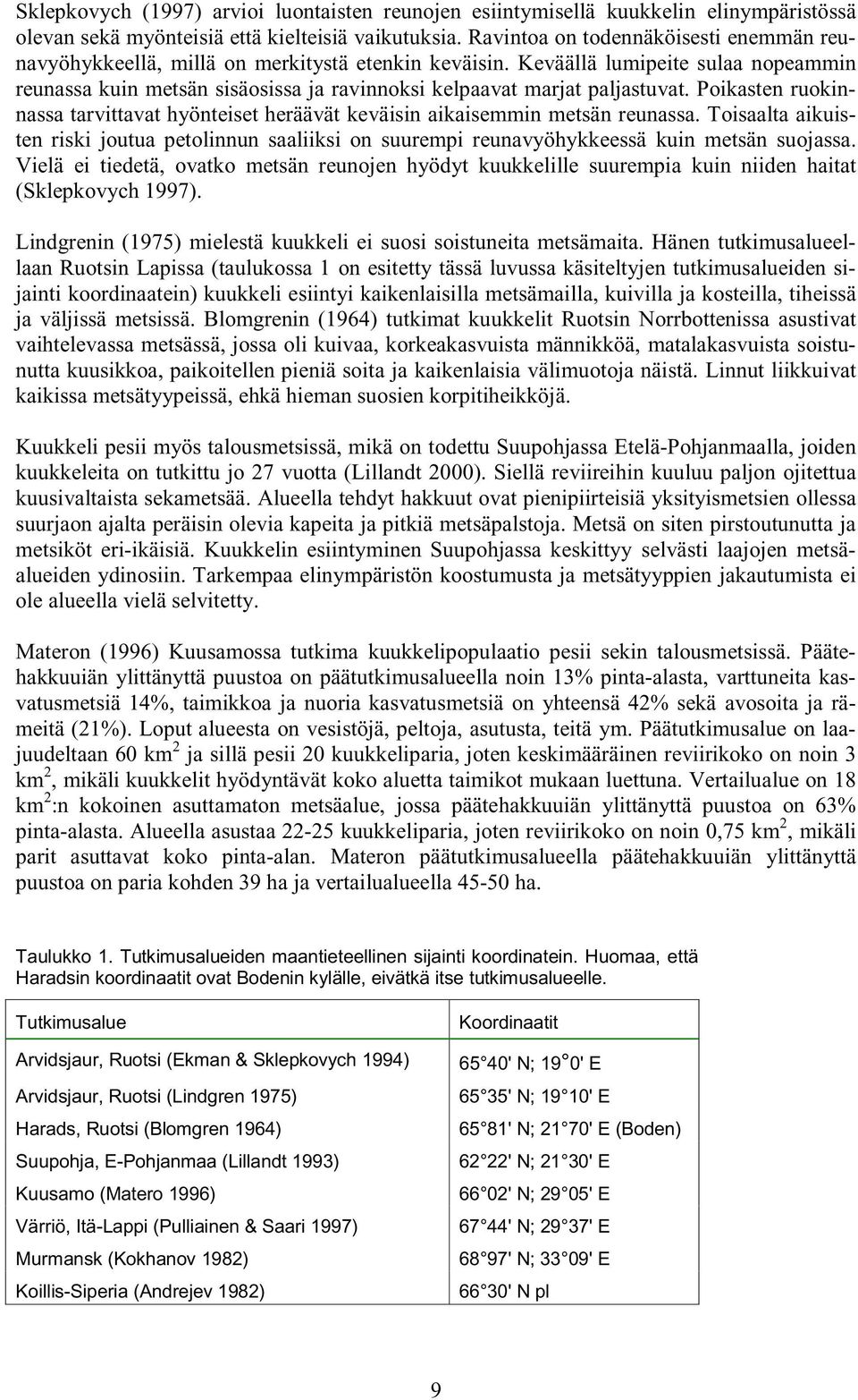 Keväällä lumipeite sulaa nopeammin reunassa kuin metsän sisäosissa ja ravinnoksi kelpaavat marjat paljastuvat.