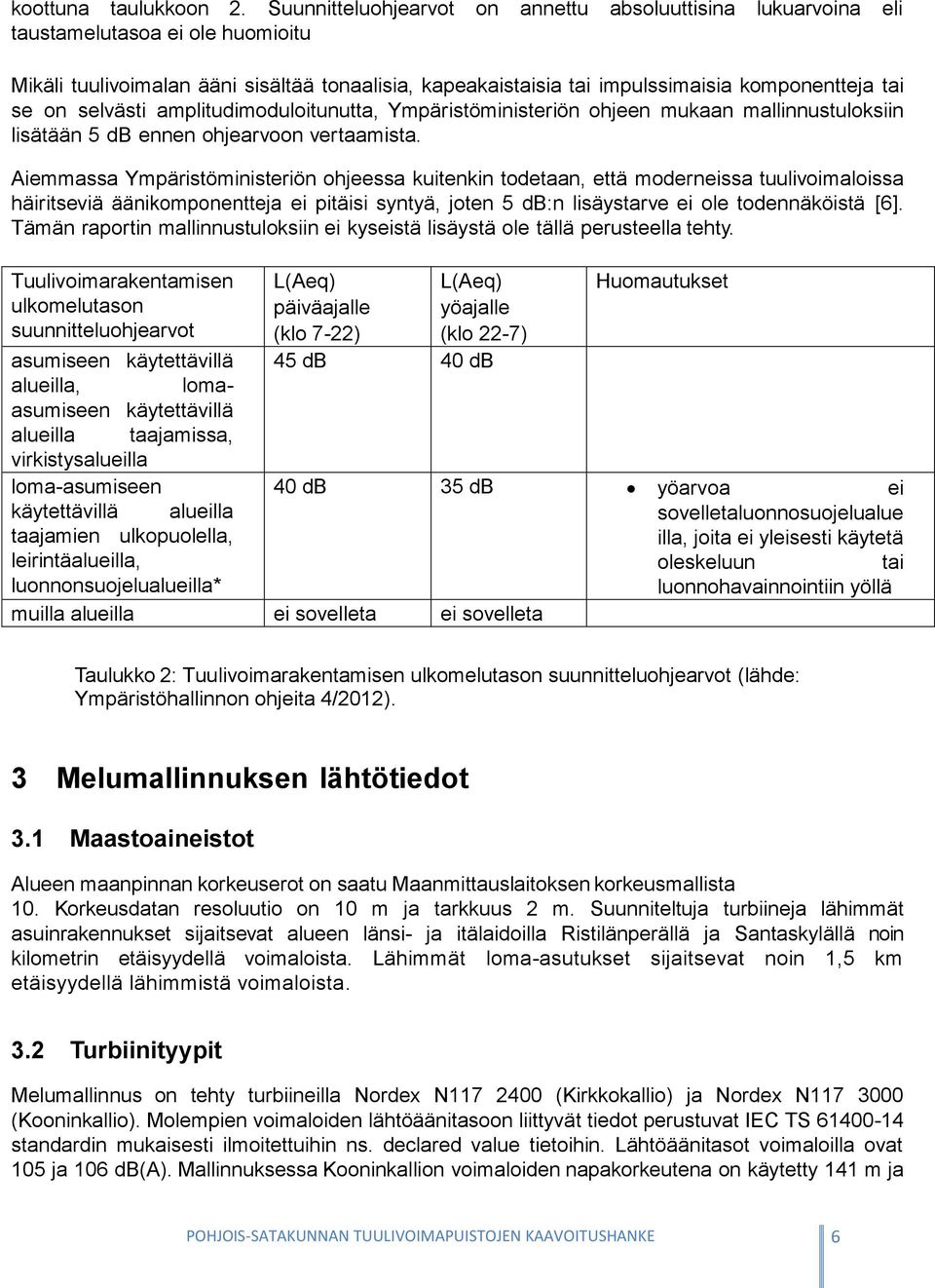 on selvästi amplitudimoduloitunutta, Ympäristöministeriön ohjeen mukaan mallinnustuloksiin lisätään 5 db ennen ohjearvoon vertaamista.