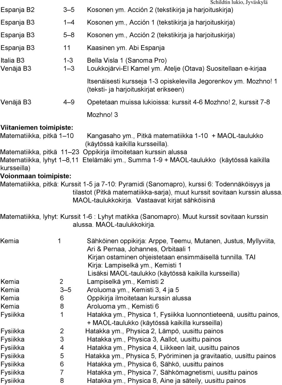 Atelje (Otava) Suositellaan e-kirjaa Itsenäisesti kursseja 1-3 opiskelevilla Jegorenkov ym. Mozhno!