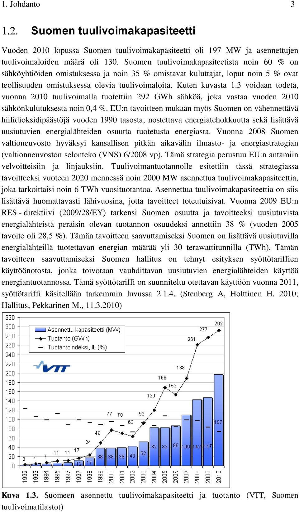 3 voidaan todeta, vuonna 2010 tuulivoimalla tuotettiin 292 GWh sähköä, joka vastaa vuoden 2010 sähkönkulutuksesta noin 0,4 %.