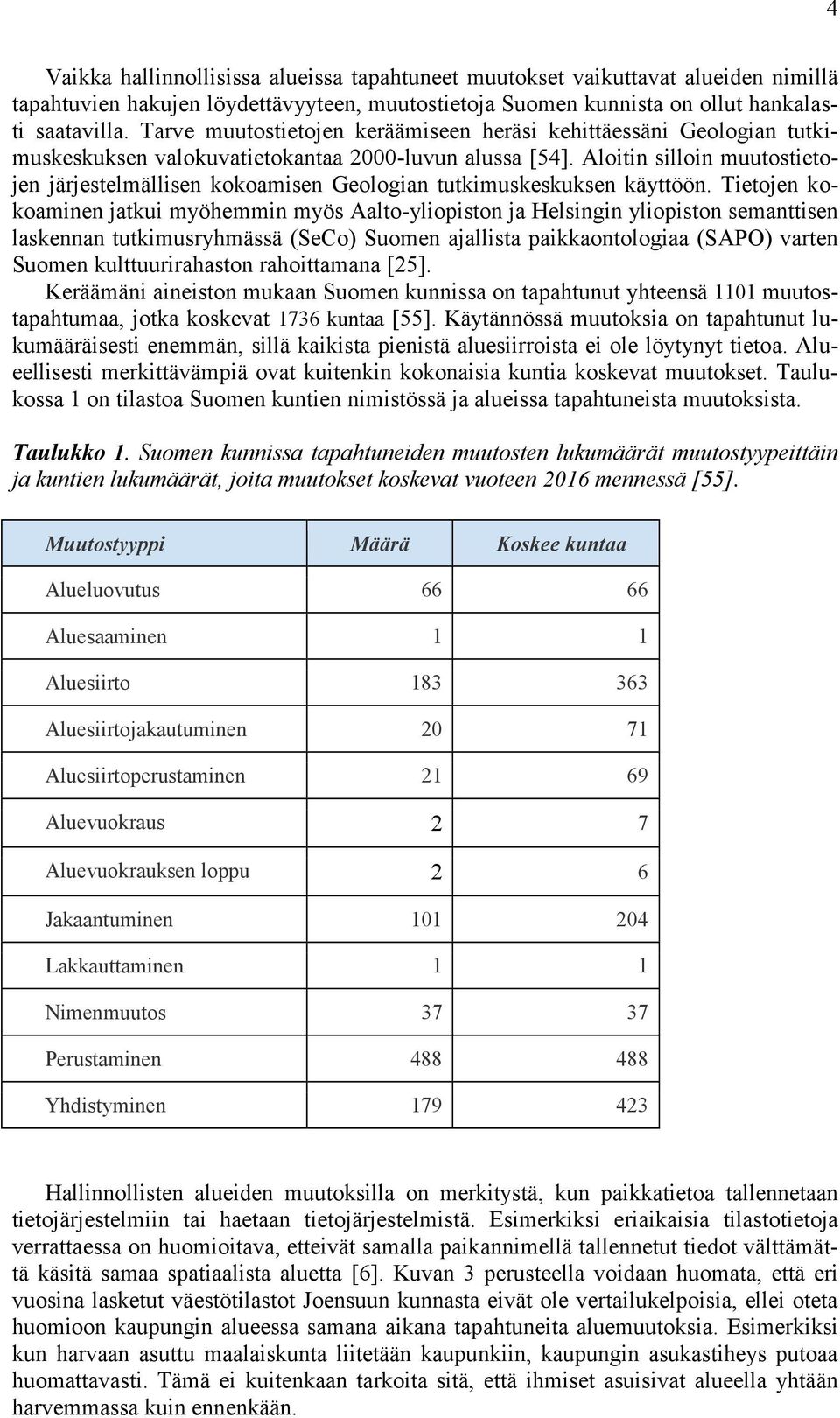 Aloitin silloin muutostietojen järjestelmällisen kokoamisen Geologian tutkimuskeskuksen käyttöön.