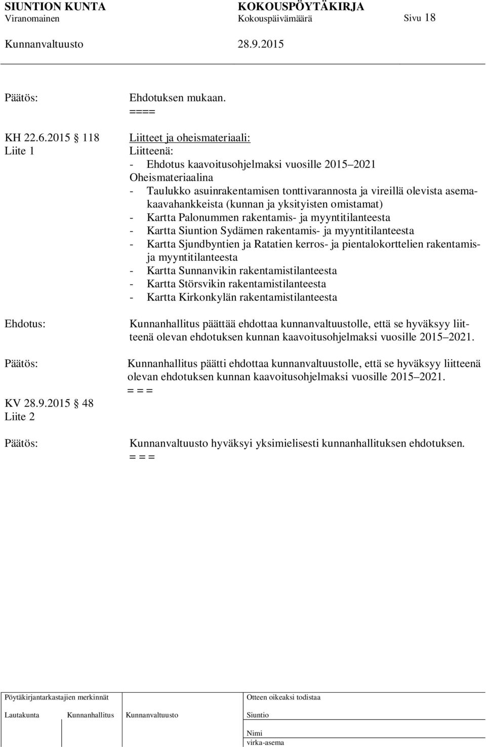 (kunnan ja yksityisten omistamat) - Kartta Palonummen rakentamis- ja myyntitilanteesta - Kartta n Sydämen rakentamis- ja myyntitilanteesta - Kartta Sjundbyntien ja Ratatien kerros- ja