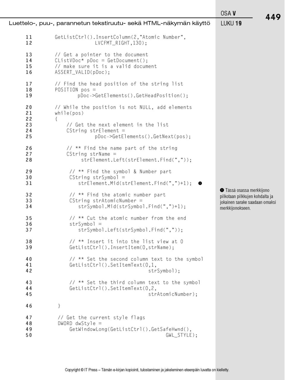 the head position of the string list 18 POSITION pos = 19 pdoc->getelements().