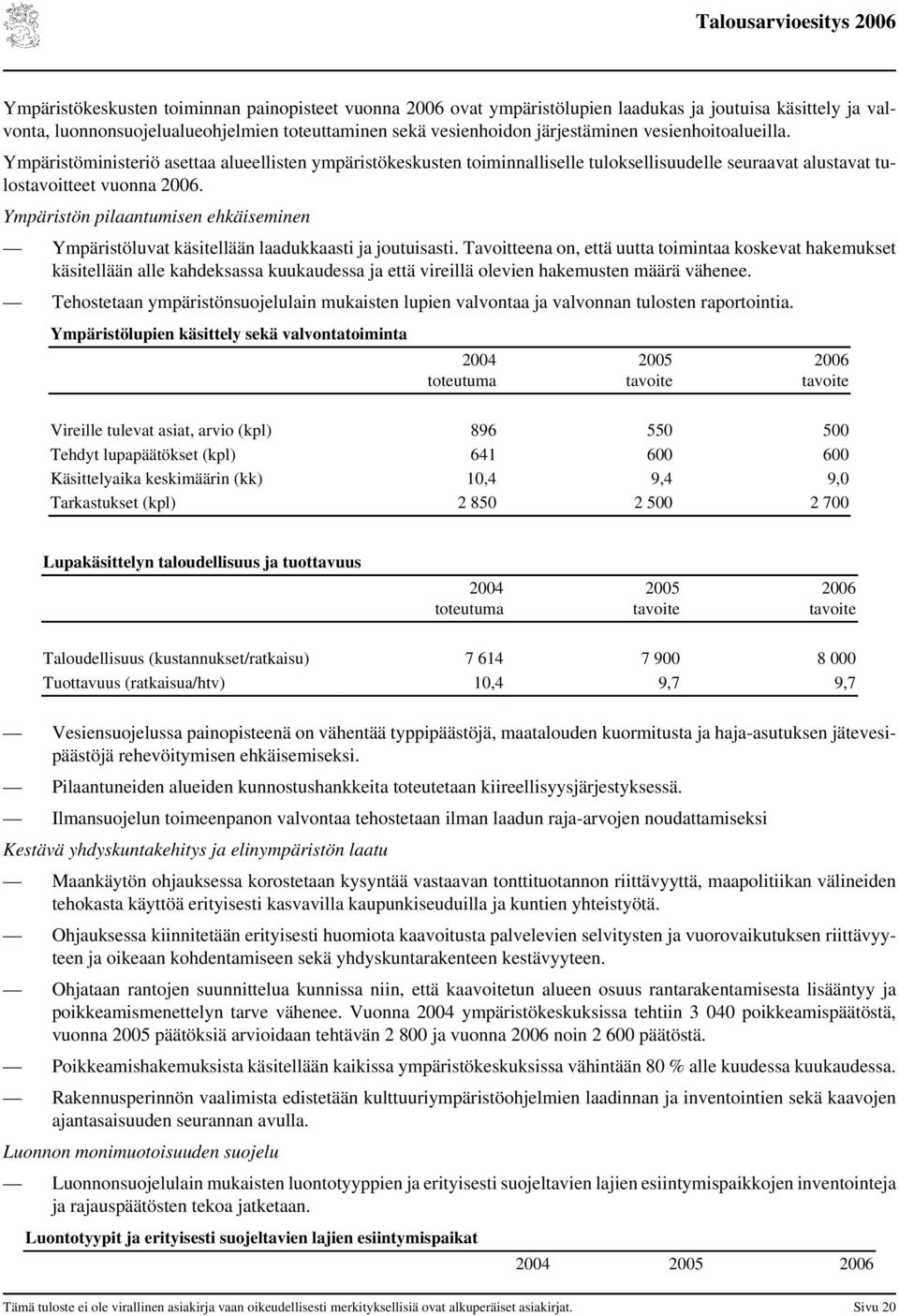 Ympäristön pilaantumisen ehkäiseminen Ympäristöluvat käsitellään laadukkaasti ja joutuisasti.