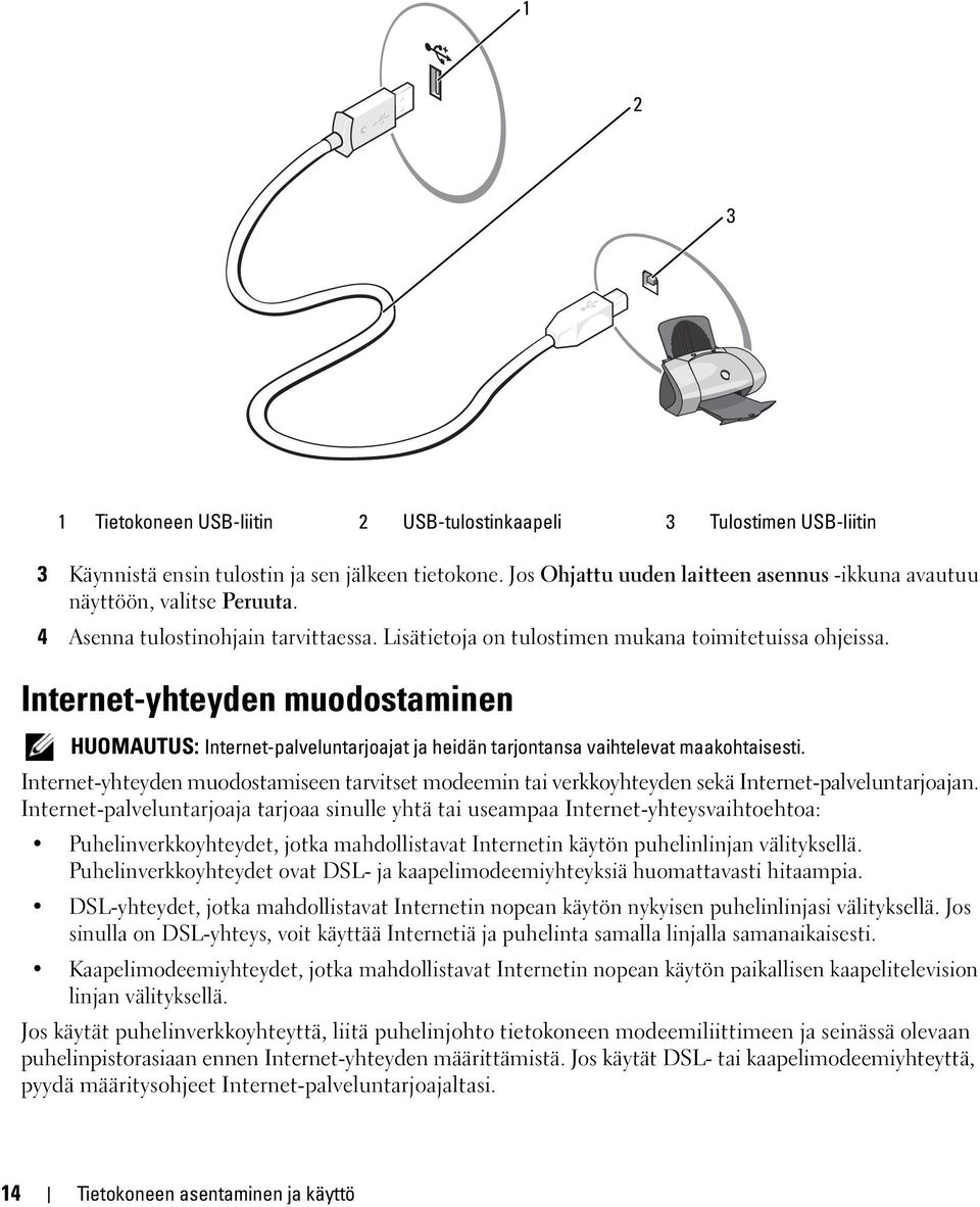 Internet-yhteyden muodostaminen HUOMAUTUS: Internet-palveluntarjoajat ja heidän tarjontansa vaihtelevat maakohtaisesti.