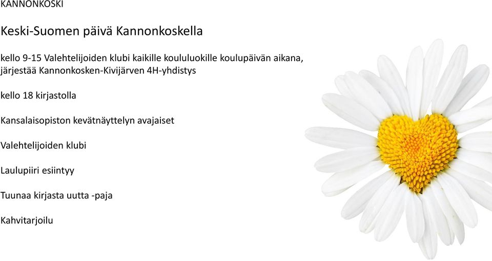 4H-yhdistys kello 18 kirjastolla Kansalaisopiston kevätnäyttelyn avajaiset