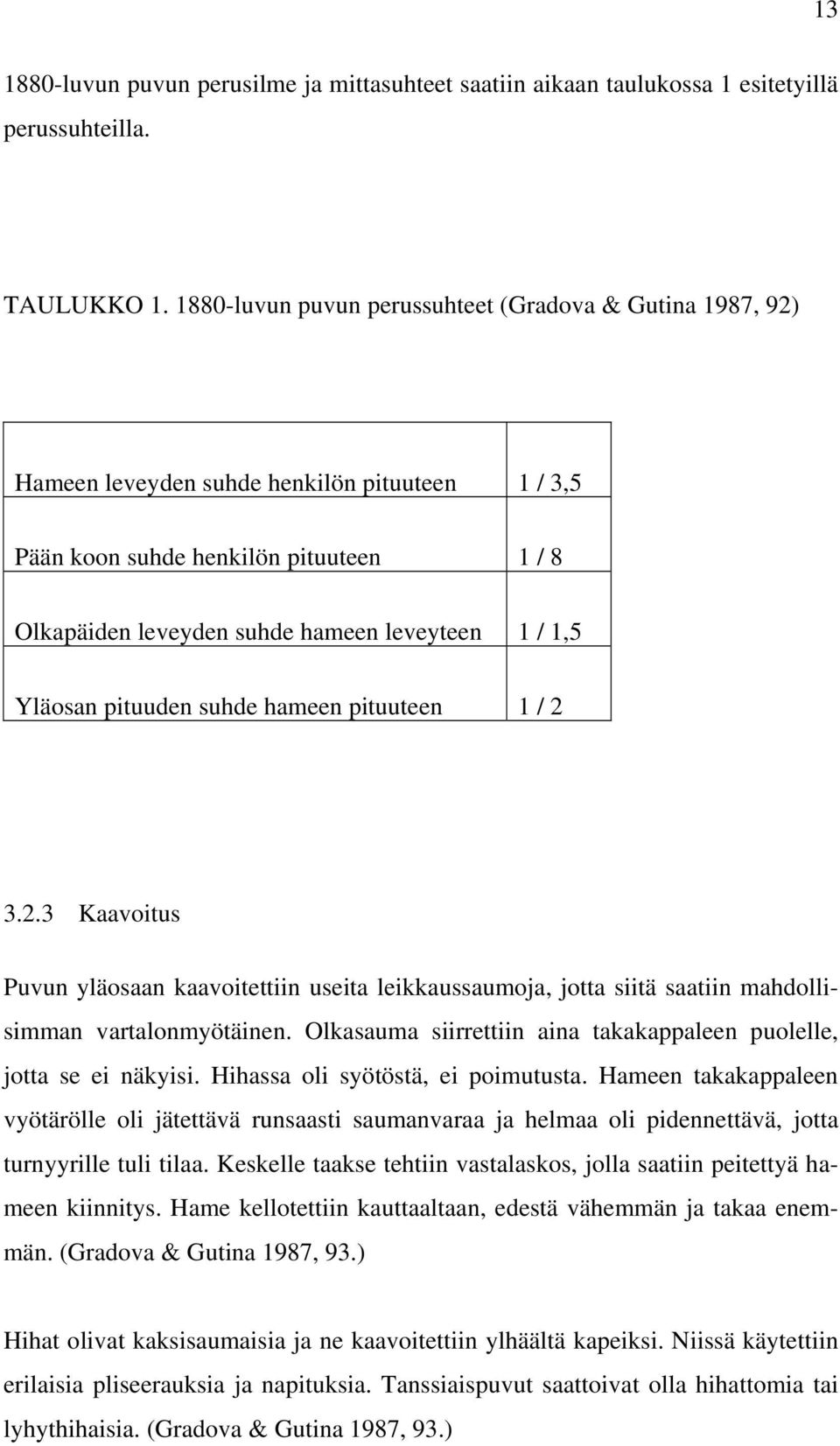 Yläosan pituuden suhde hameen pituuteen 1 / 2 3.2.3 Kaavoitus Puvun yläosaan kaavoitettiin useita leikkaussaumoja, jotta siitä saatiin mahdollisimman vartalonmyötäinen.