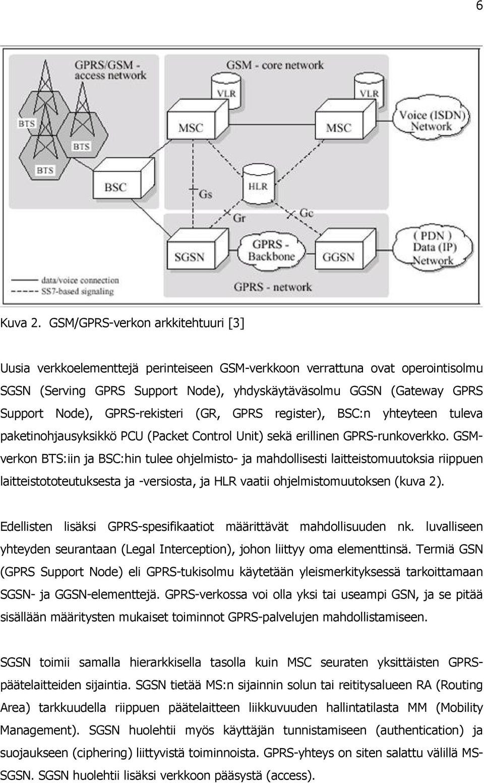 Node), GPRS-rekisteri (GR, GPRS register), BSC:n yhteyteen tuleva paketinohjausyksikkö PCU (Packet Control Unit) sekä erillinen GPRS-runkoverkko.