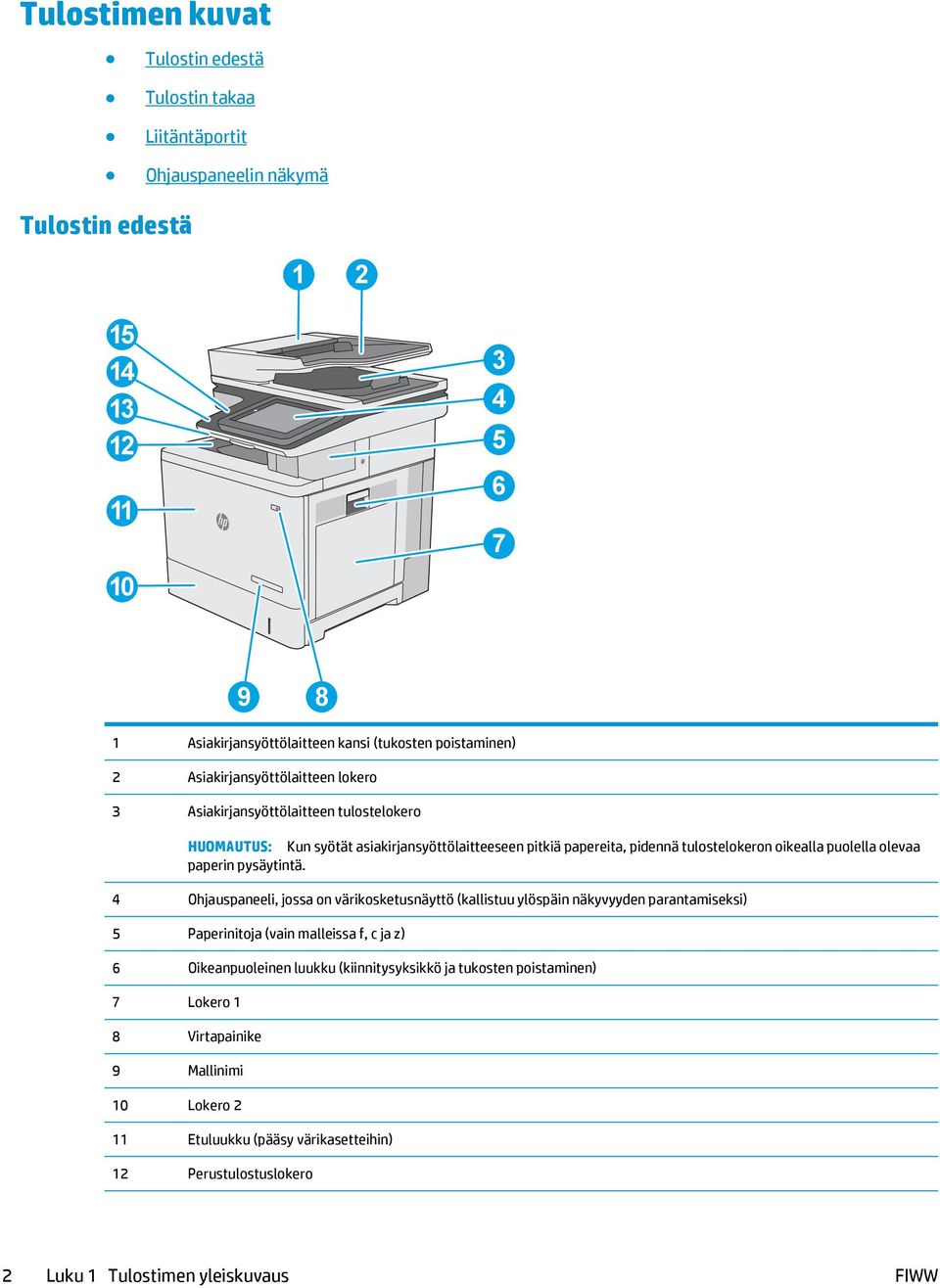 puolella olevaa paperin pysäytintä.