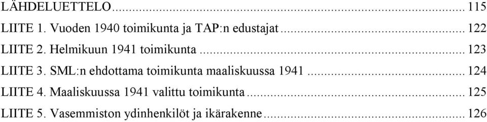 SML:n ehdottama toimikunta maaliskuussa 1941... 124 LIITE 4.