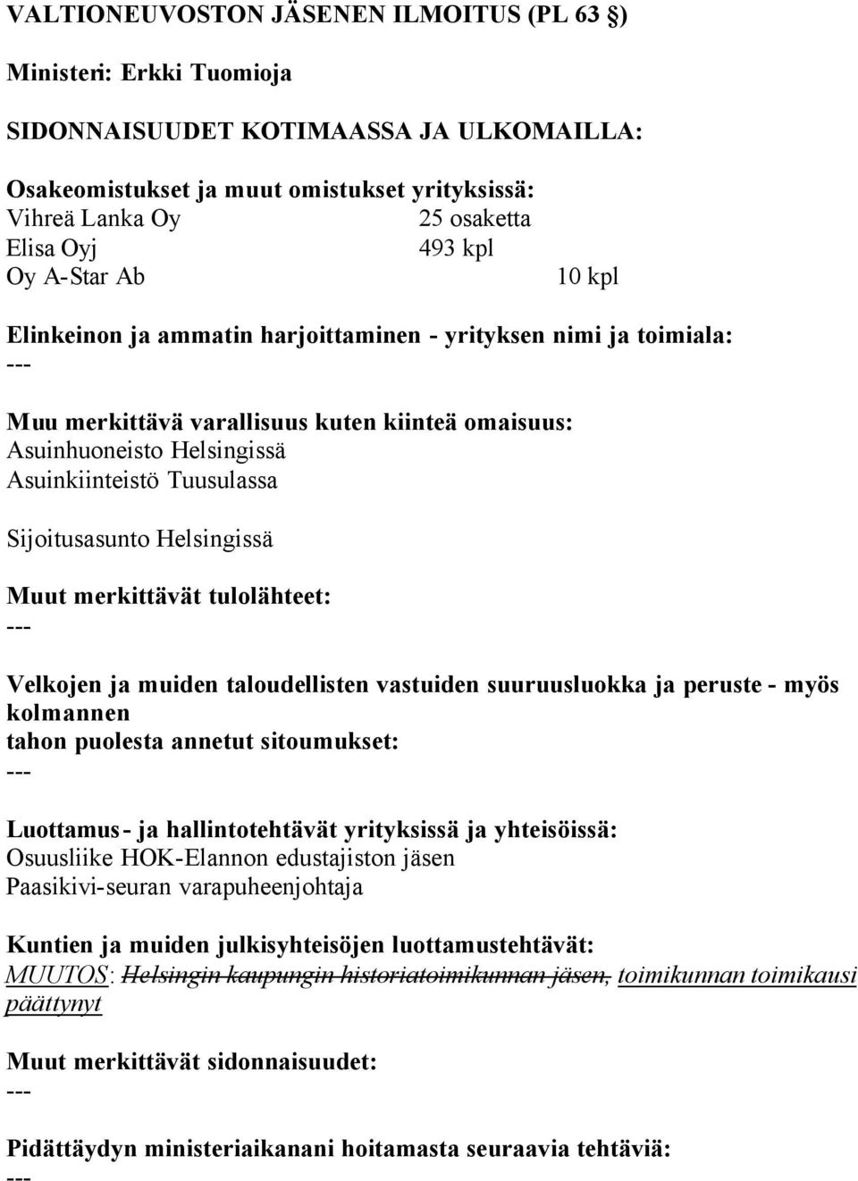 taloudellisten vastuiden suuruusluokka ja peruste myös Luottamus ja hallintotehtävät yrityksissä ja yhteisöissä: Osuusliike
