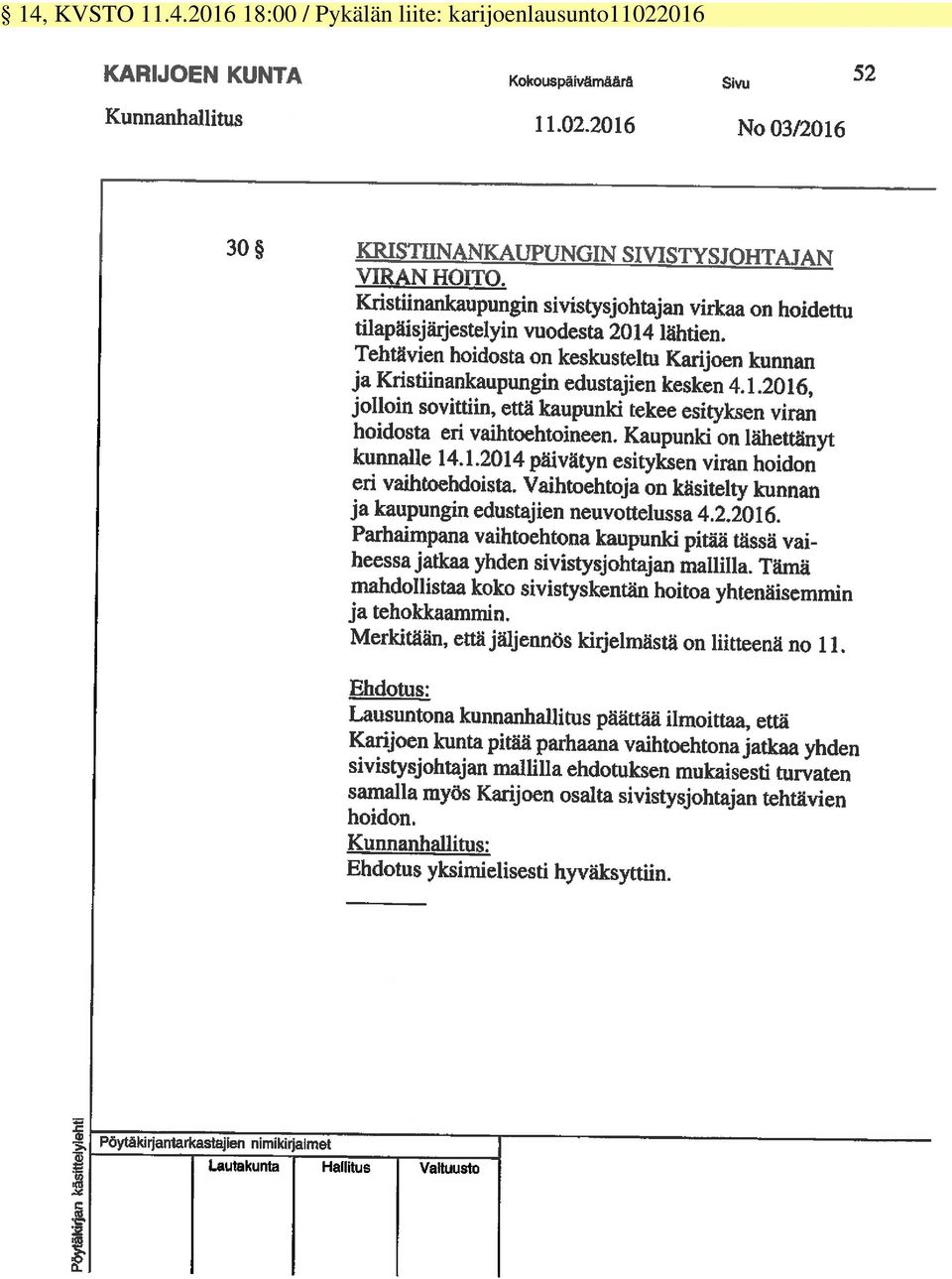 / Pykälän liite: